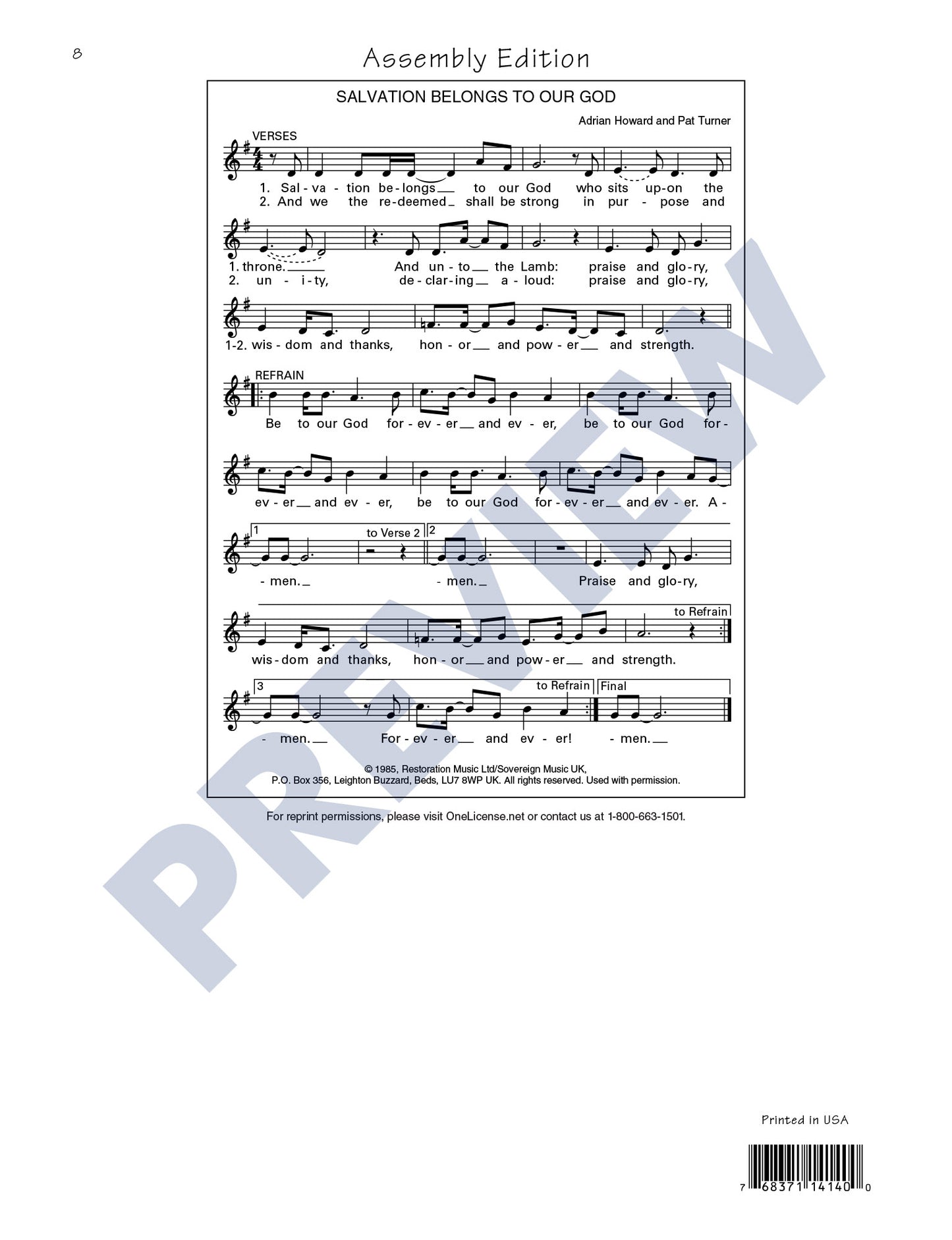 Salvation Belongs to Our God