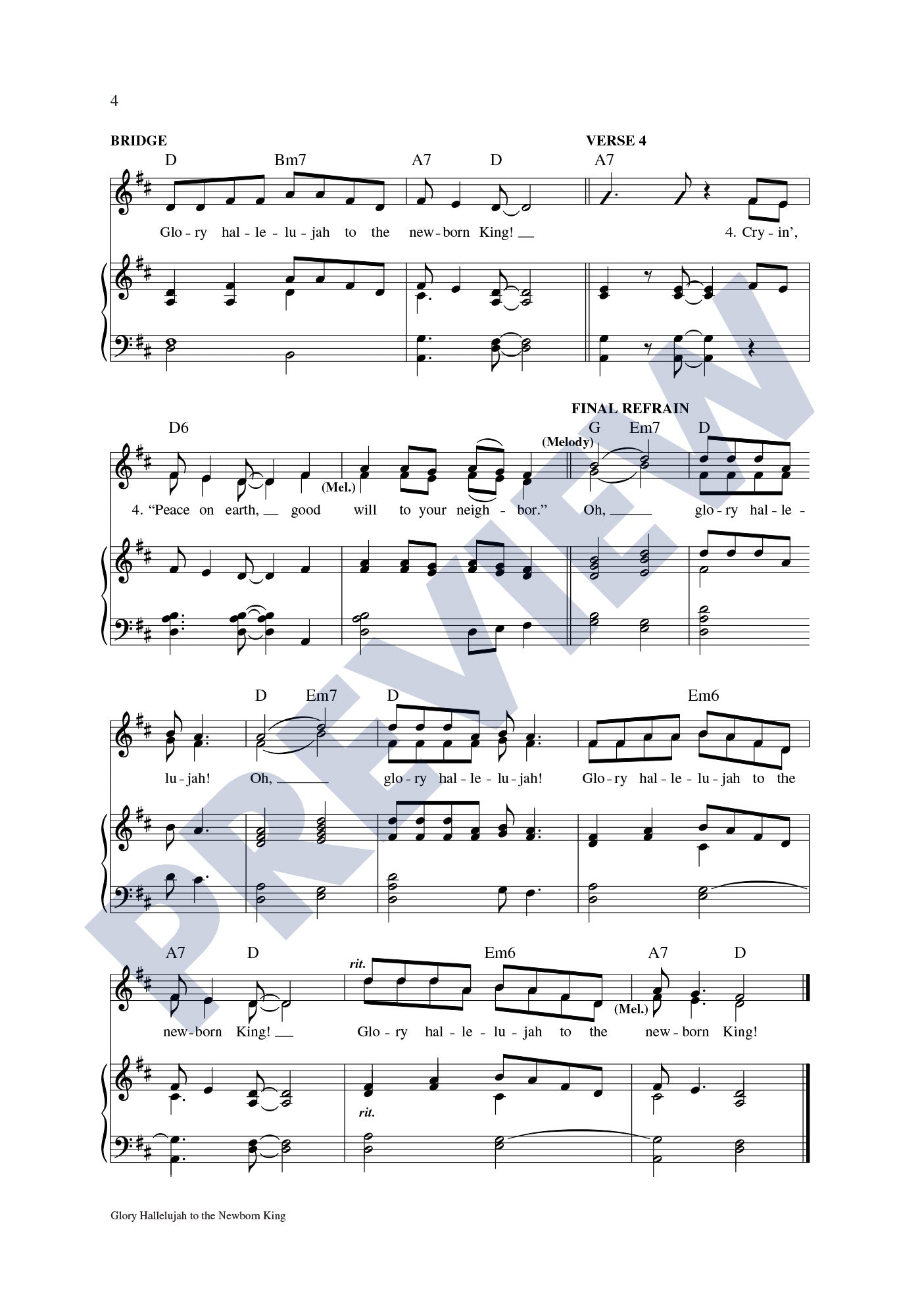 Glory Hallelujah to the Newborn King