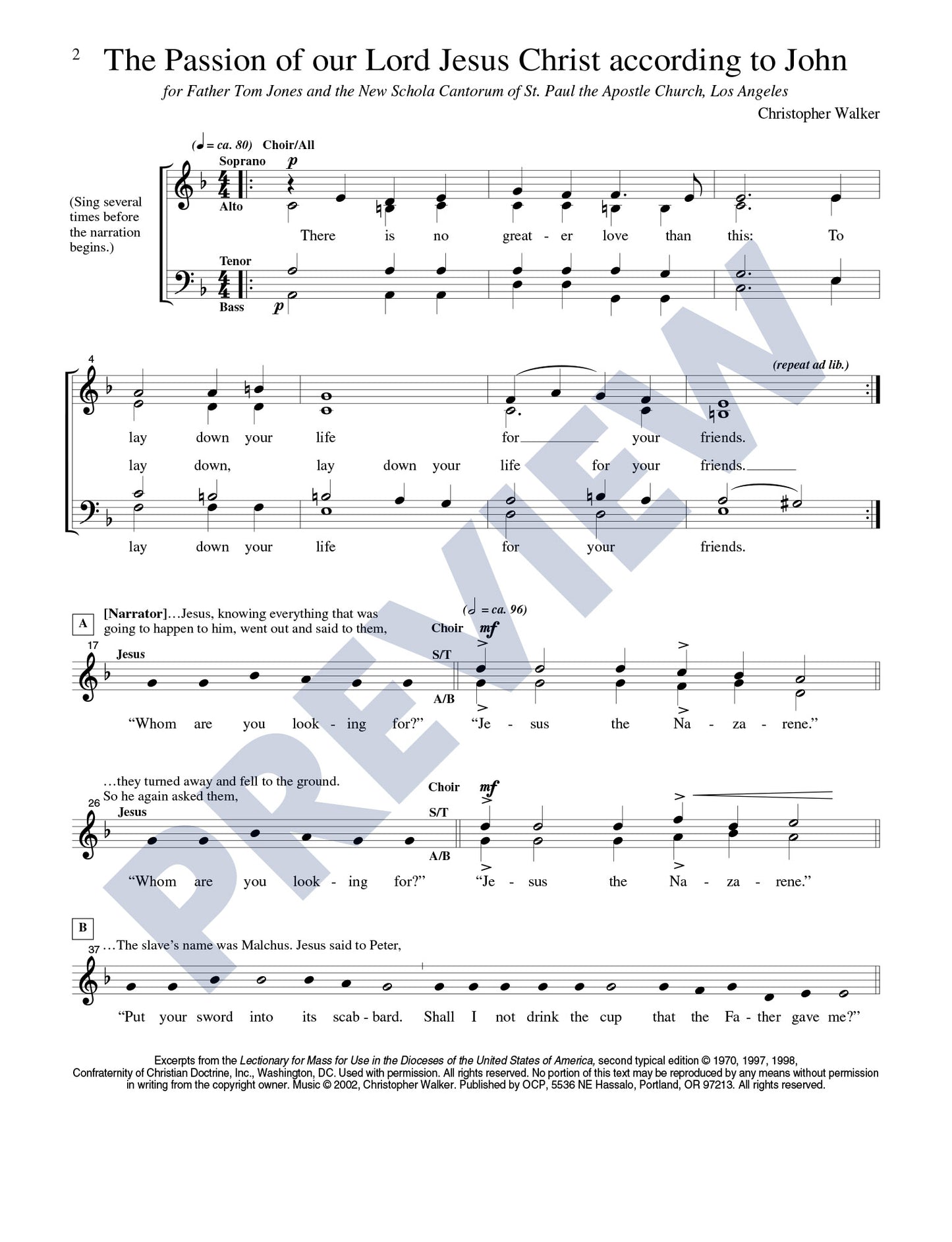 The Passion of Our Lord Jesus Christ According to John (Choral Edition)