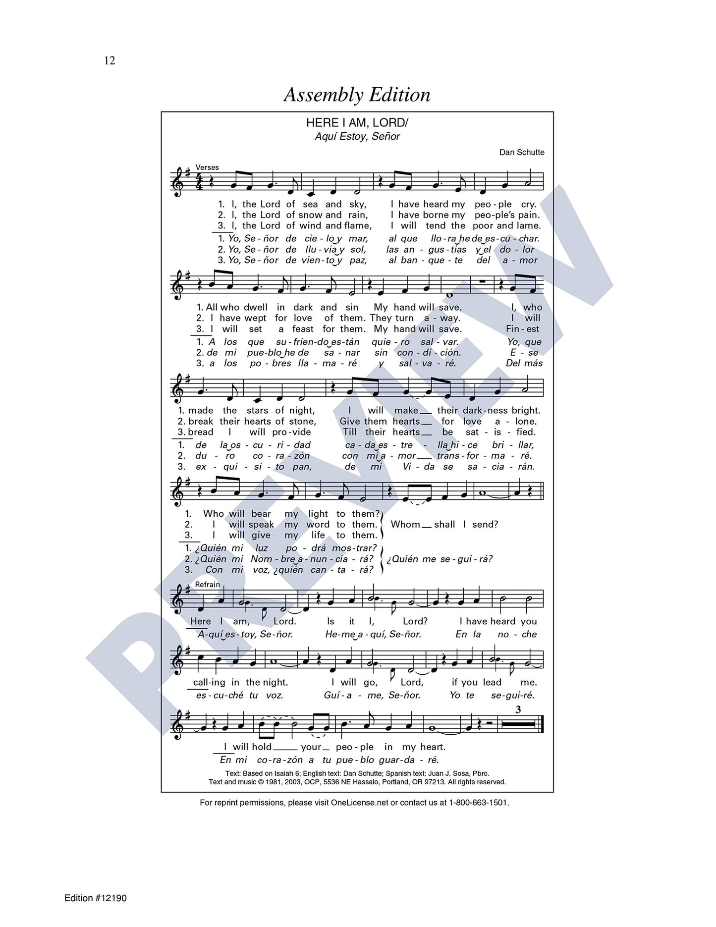 Here I Am, Lord/Aquí Estoy, Señor