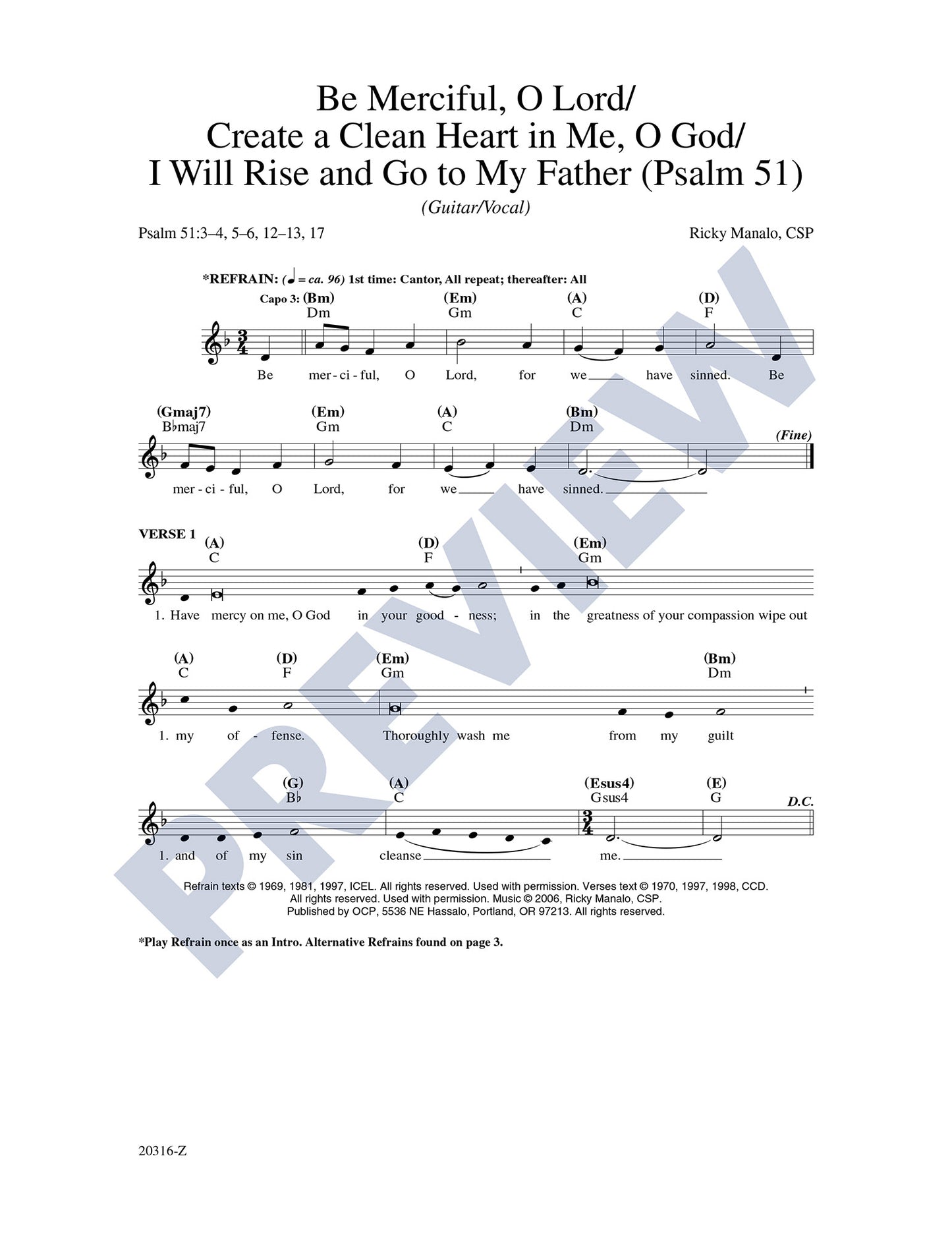 Psalm 51: Be Merciful, O Lord/Create a Clean Heart In Me, O God/I Will Rise and Go to My Father