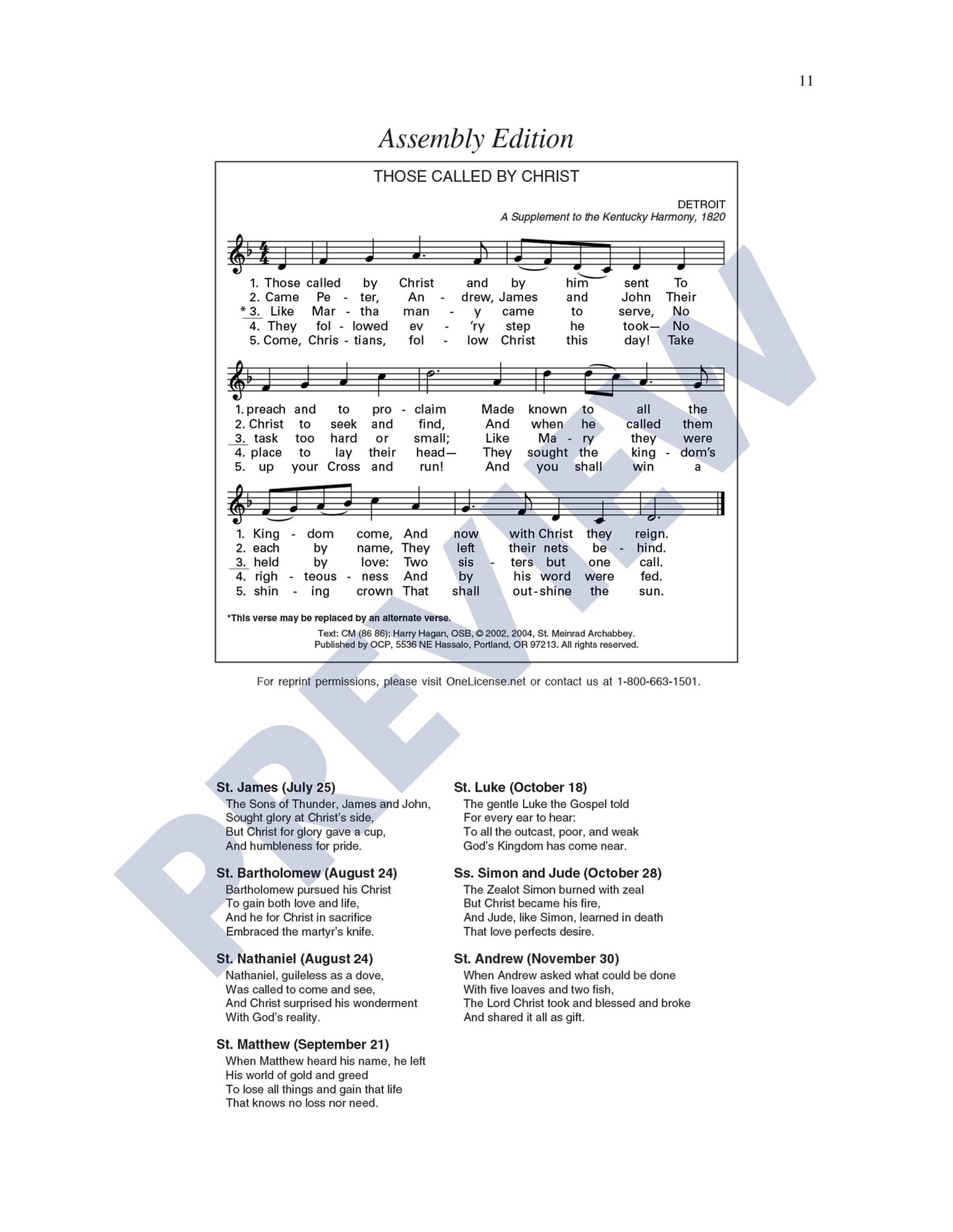 Three Hymns for Apostles, Saints and Martyrs
