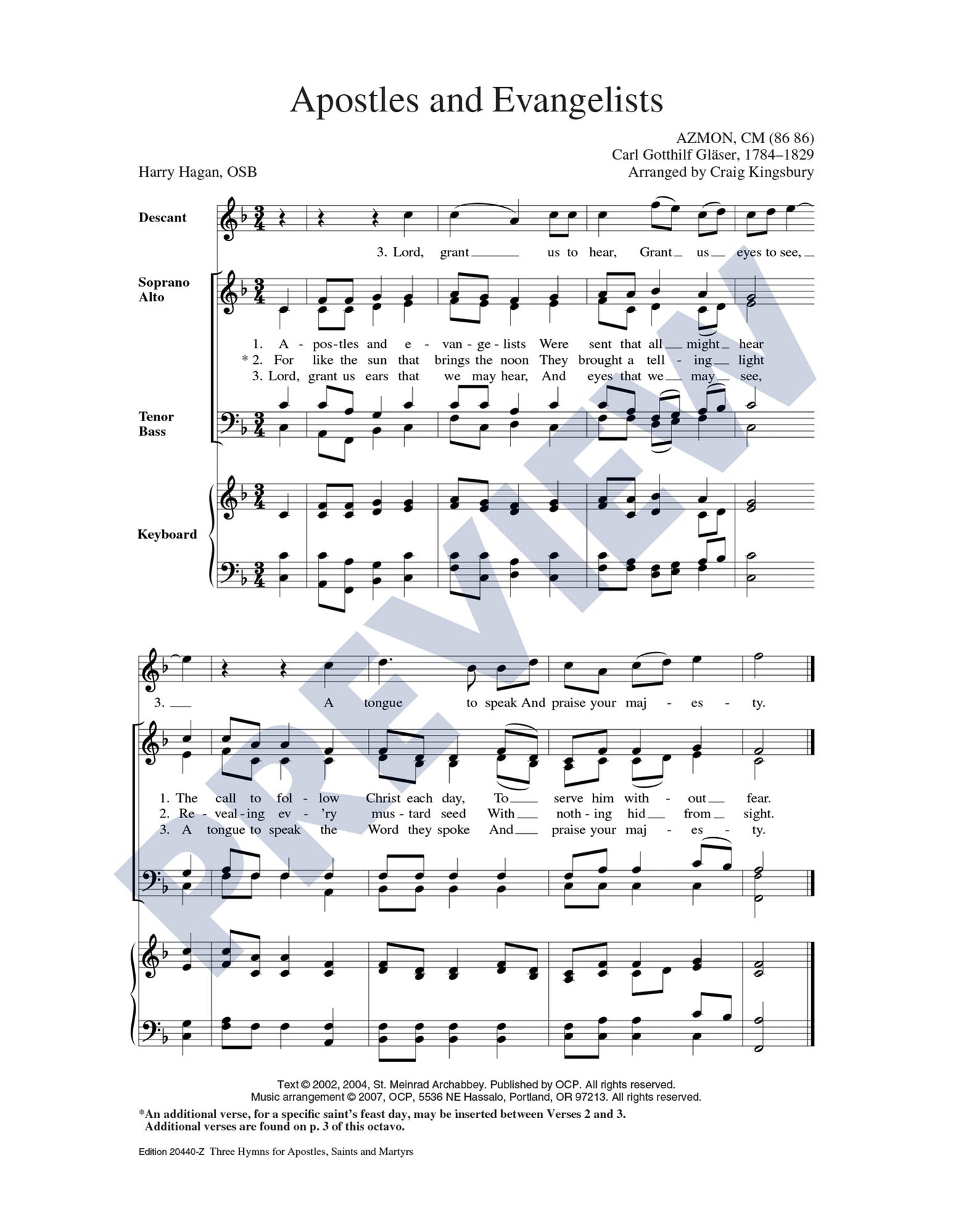 Three Hymns for Apostles, Saints and Martyrs
