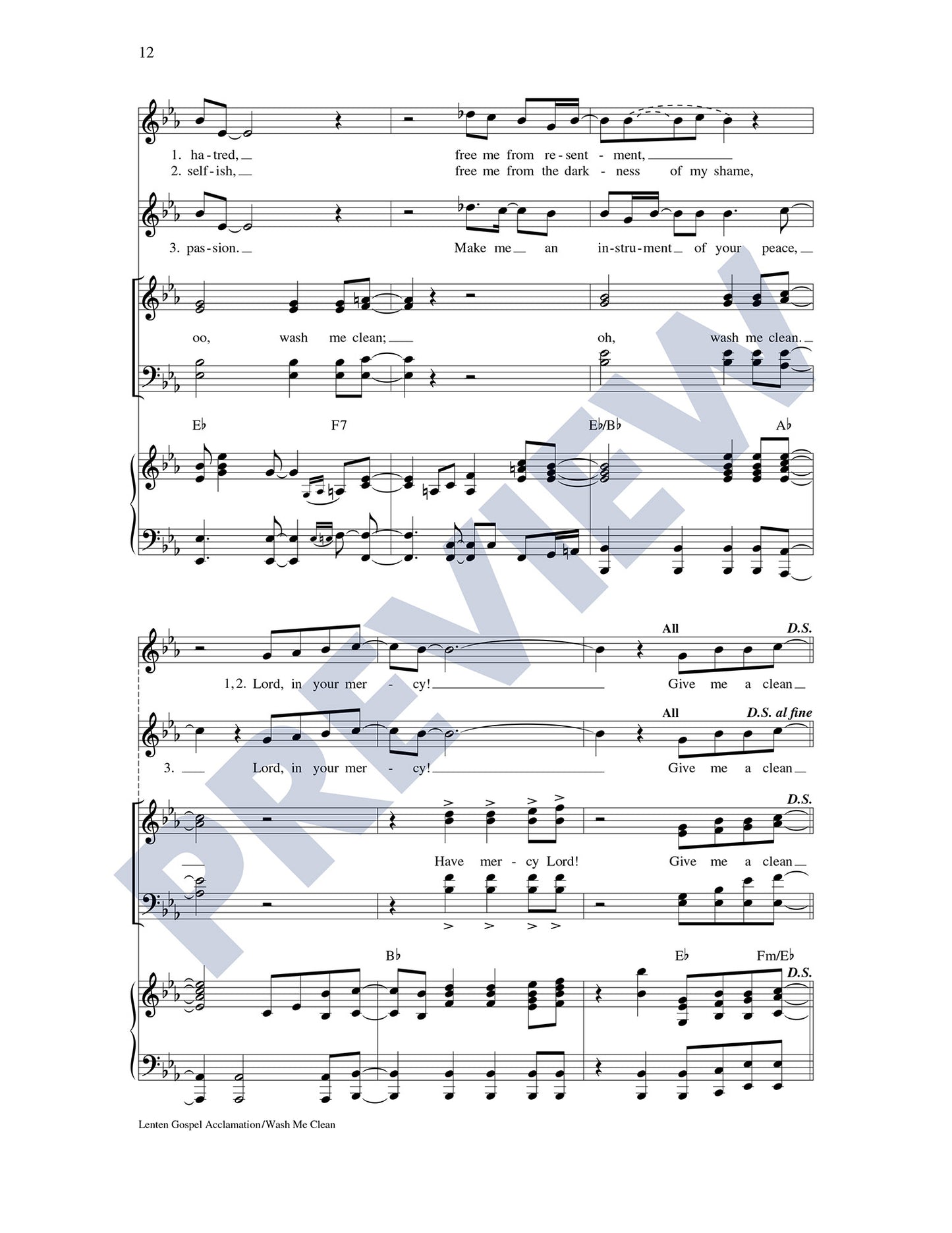 Lenten Gospel Acclamation/Wash Me Clean
