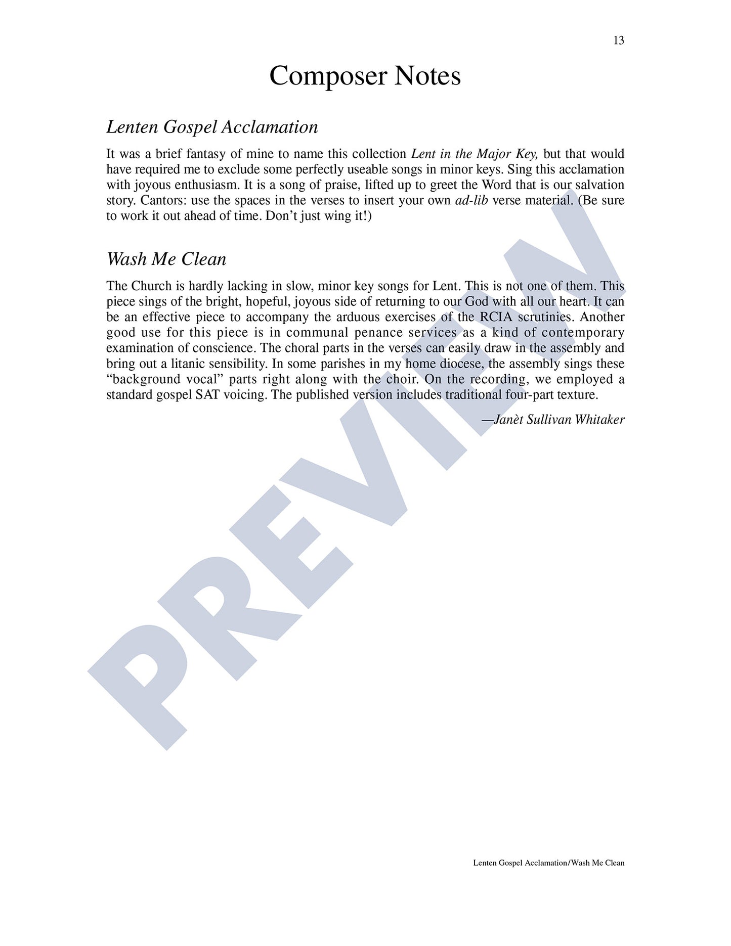 Lenten Gospel Acclamation/Wash Me Clean