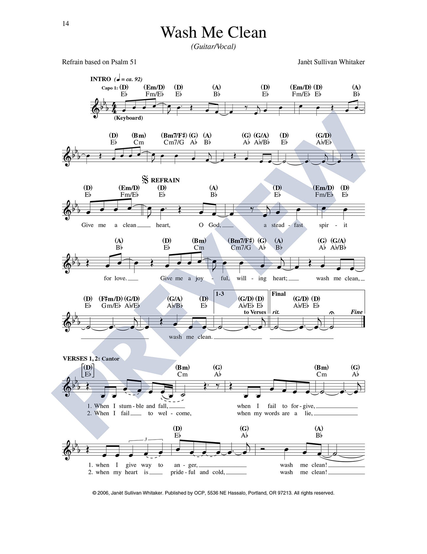 Lenten Gospel Acclamation/Wash Me Clean