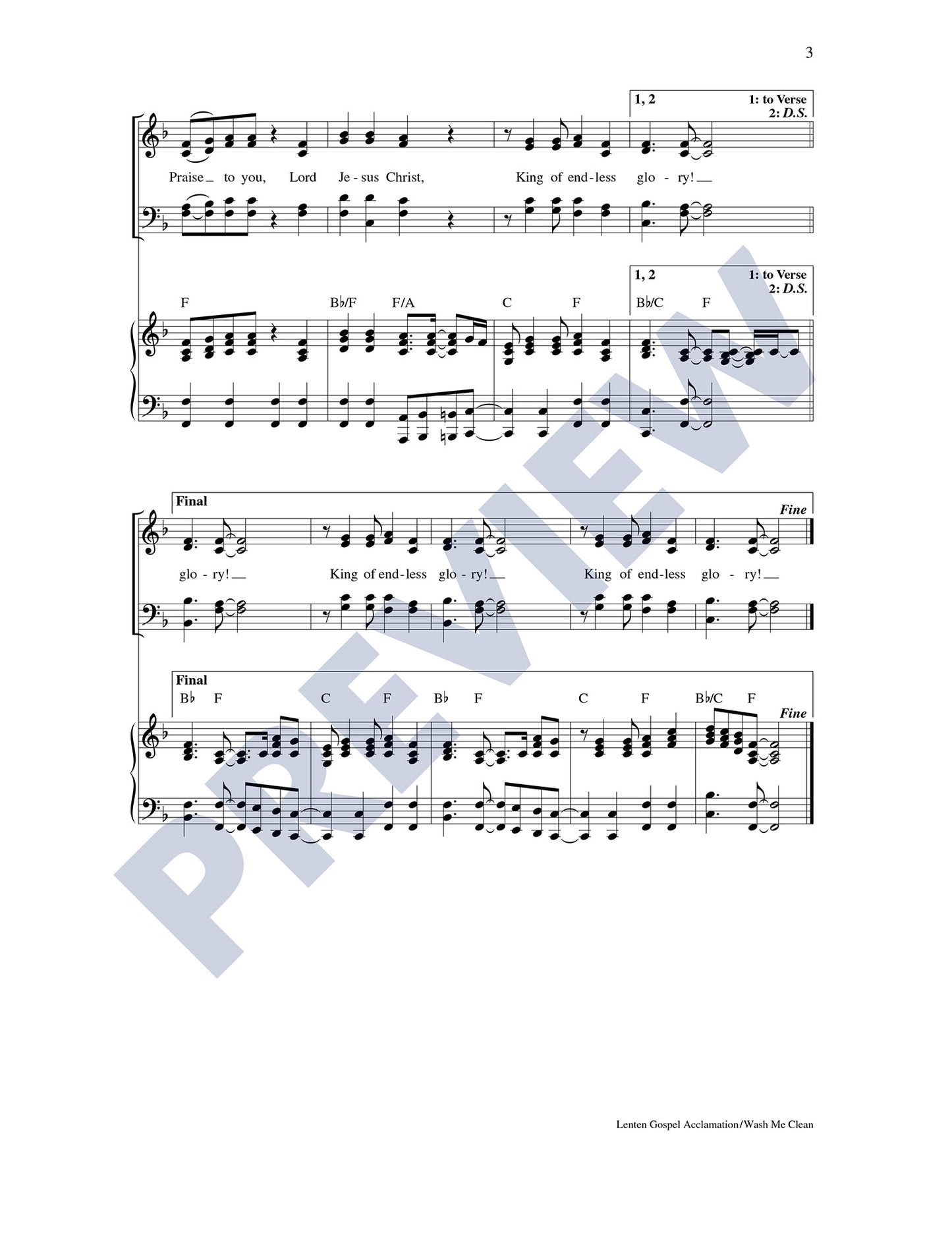 Lenten Gospel Acclamation/Wash Me Clean