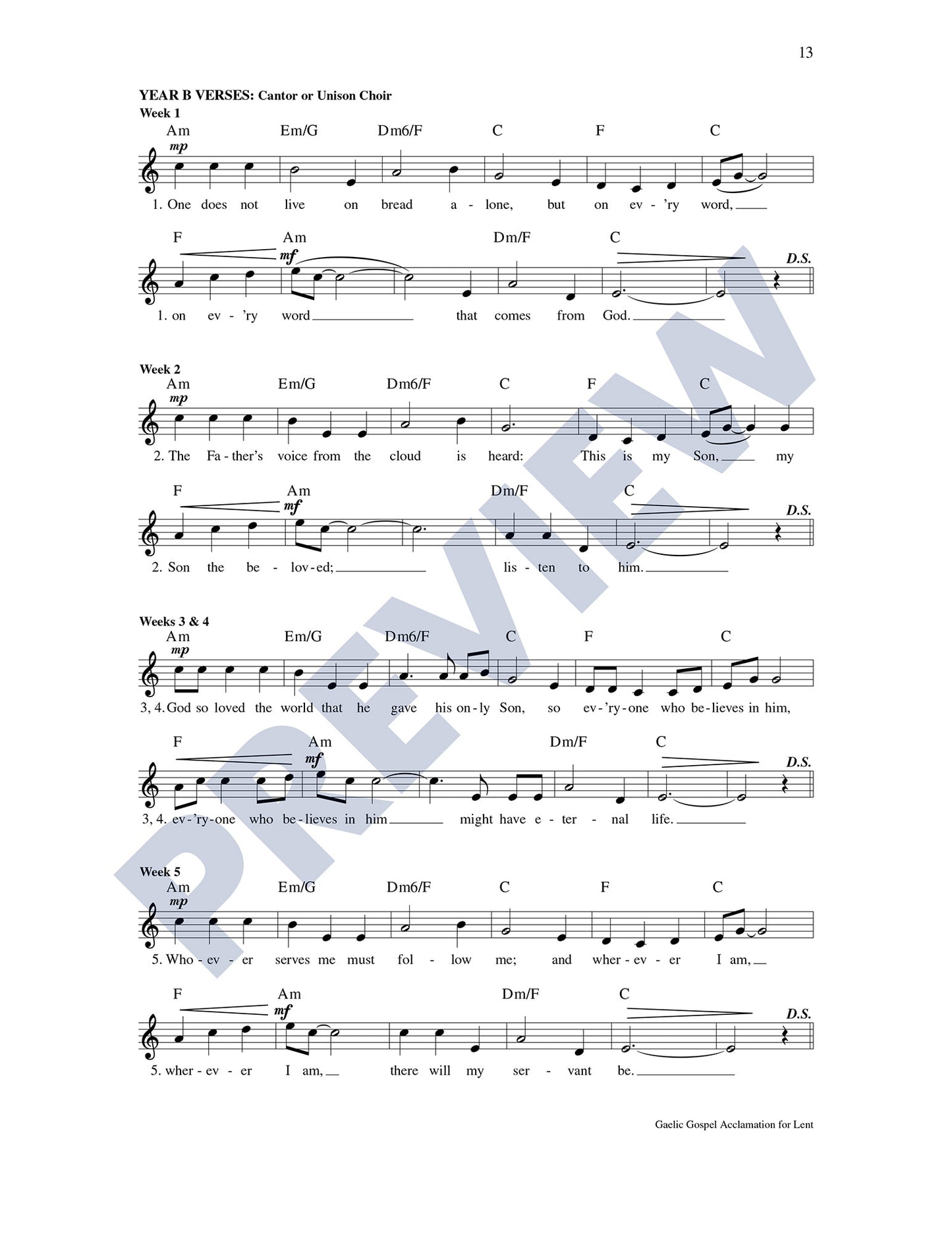 Gaelic Gospel Acclamation for Lent
