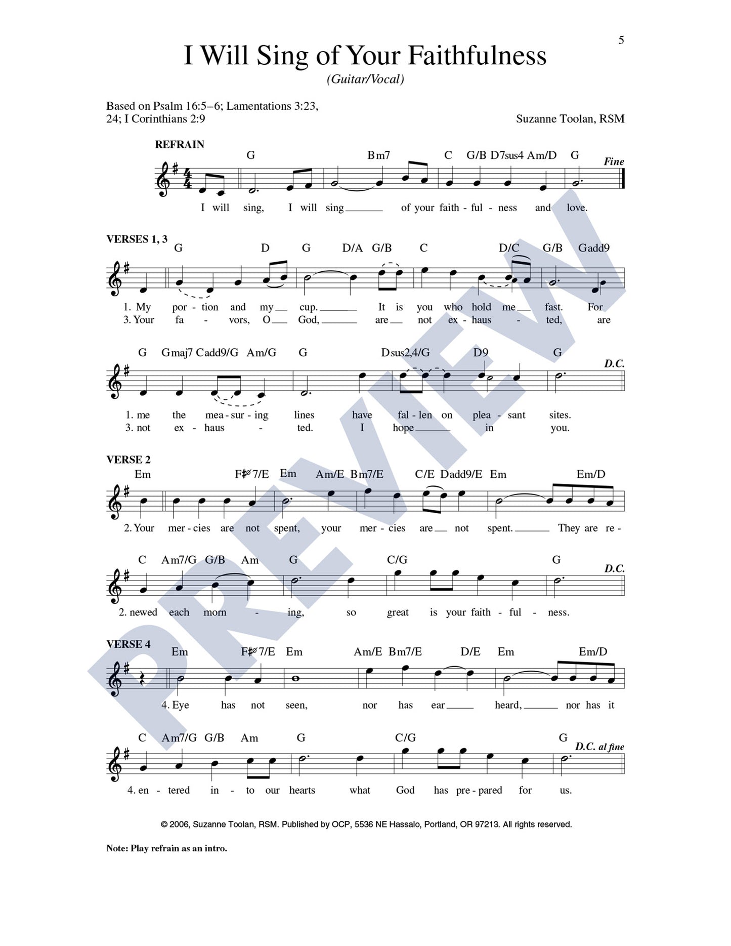 I Will Sing of Your Faithfulness