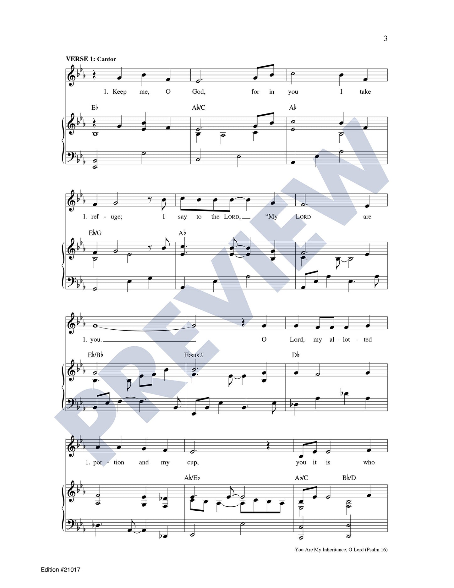 You Are My Inheritance, O Lord (Psalm 16)