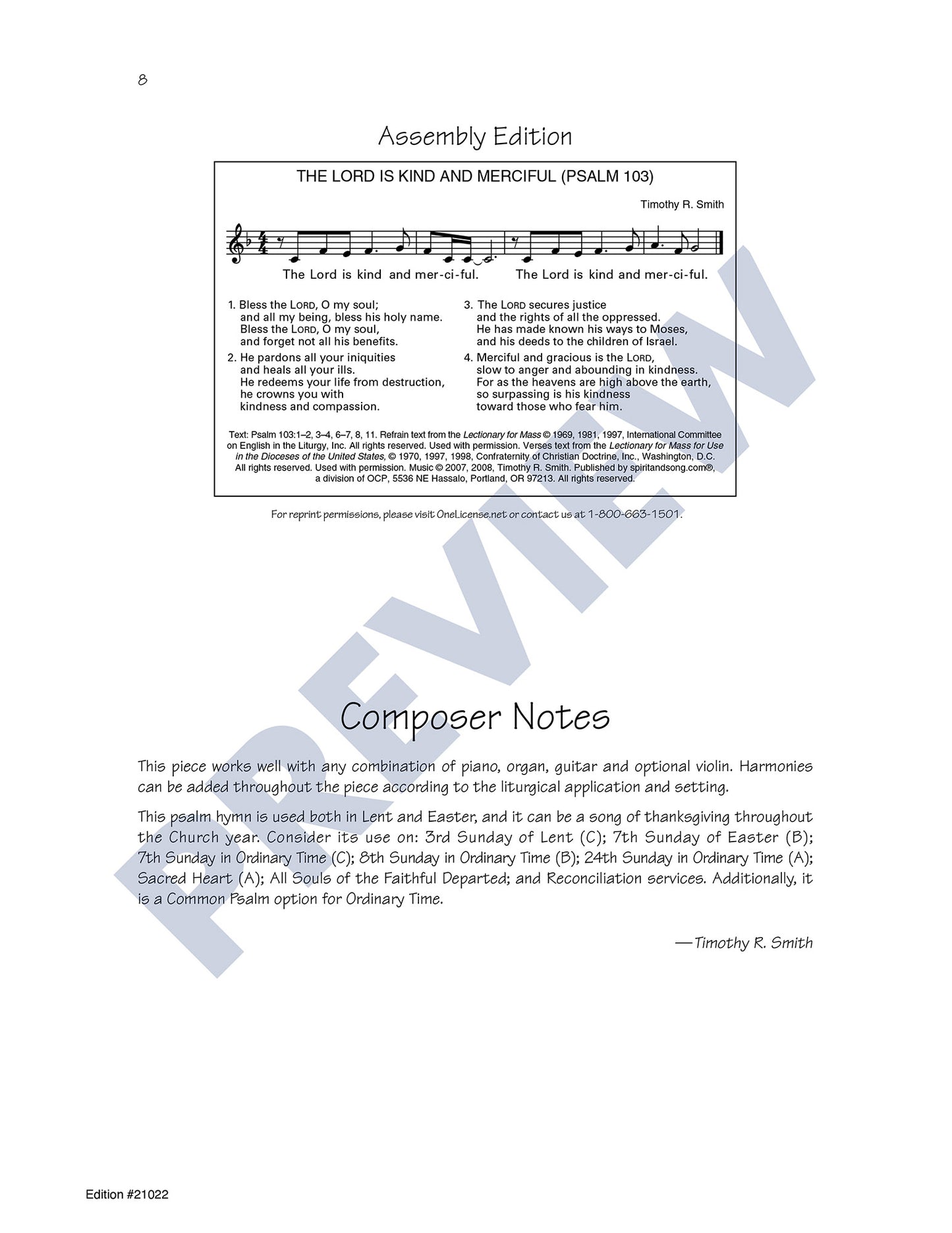 The Lord Is Kind and Merciful (Psalm 103)