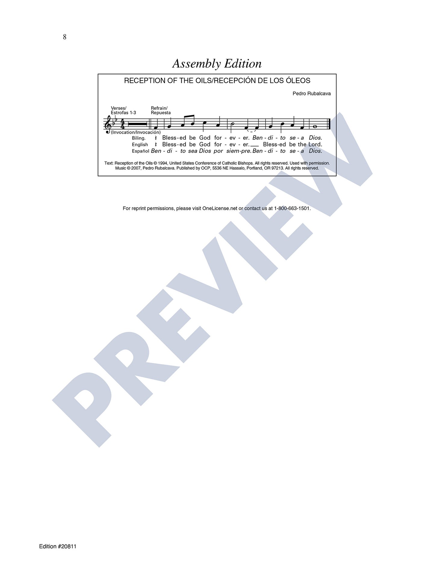 Reception of the Oils/Recepción de los Óleos