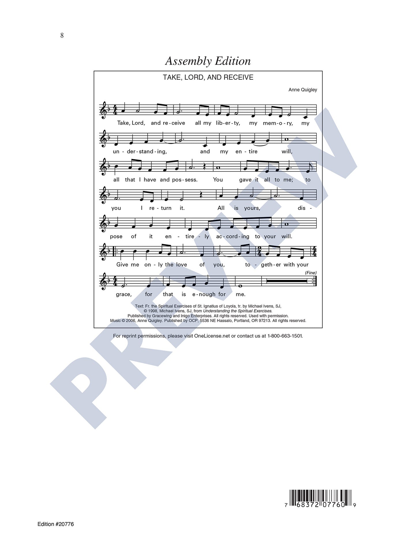 Take, Lord, and Receive