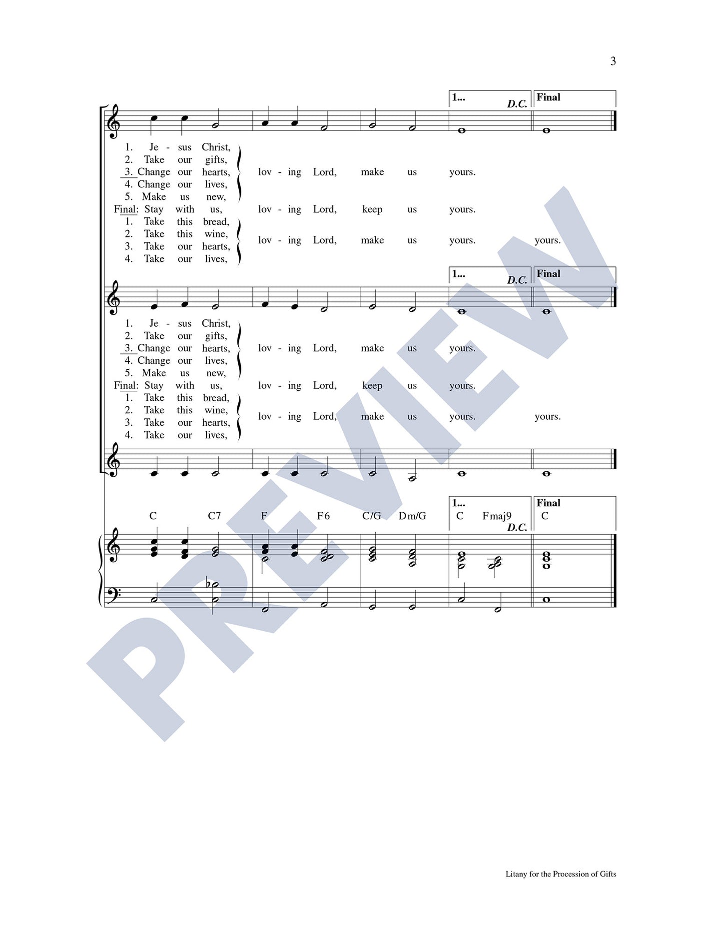 Litany for the Procession of Gifts
