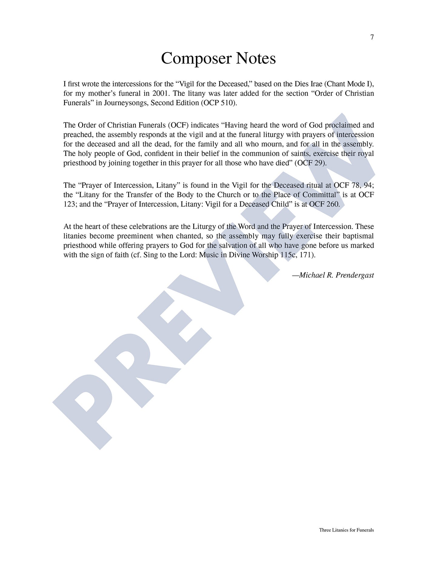 Three Litanies for Funerals