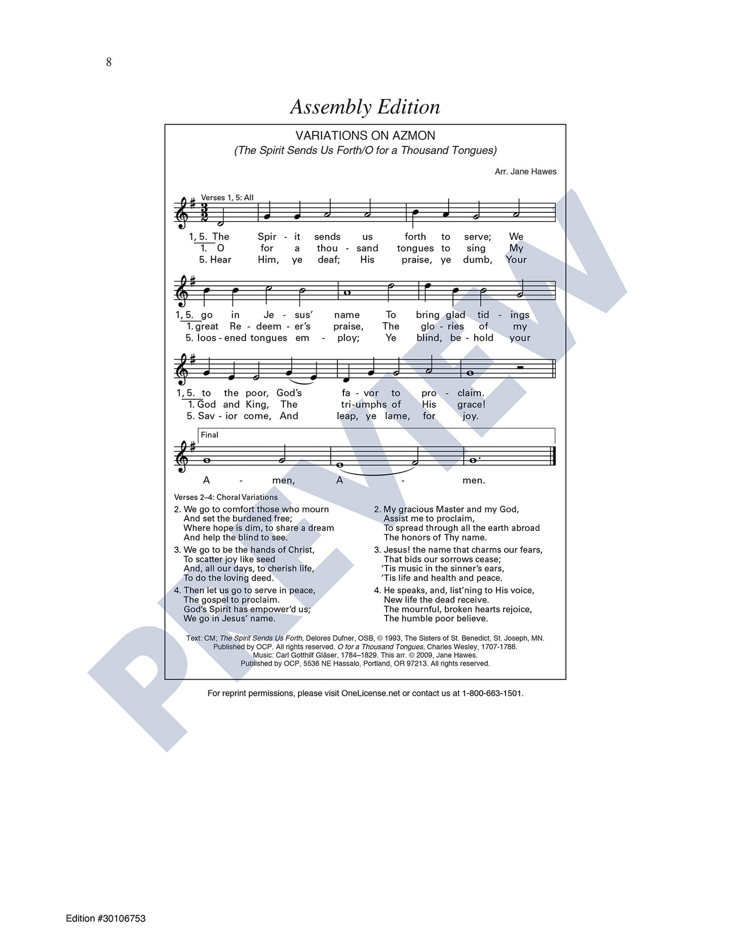 Variations on AZMON (The Spirit Sends Us Forth/O for a Thousand Tongues)
