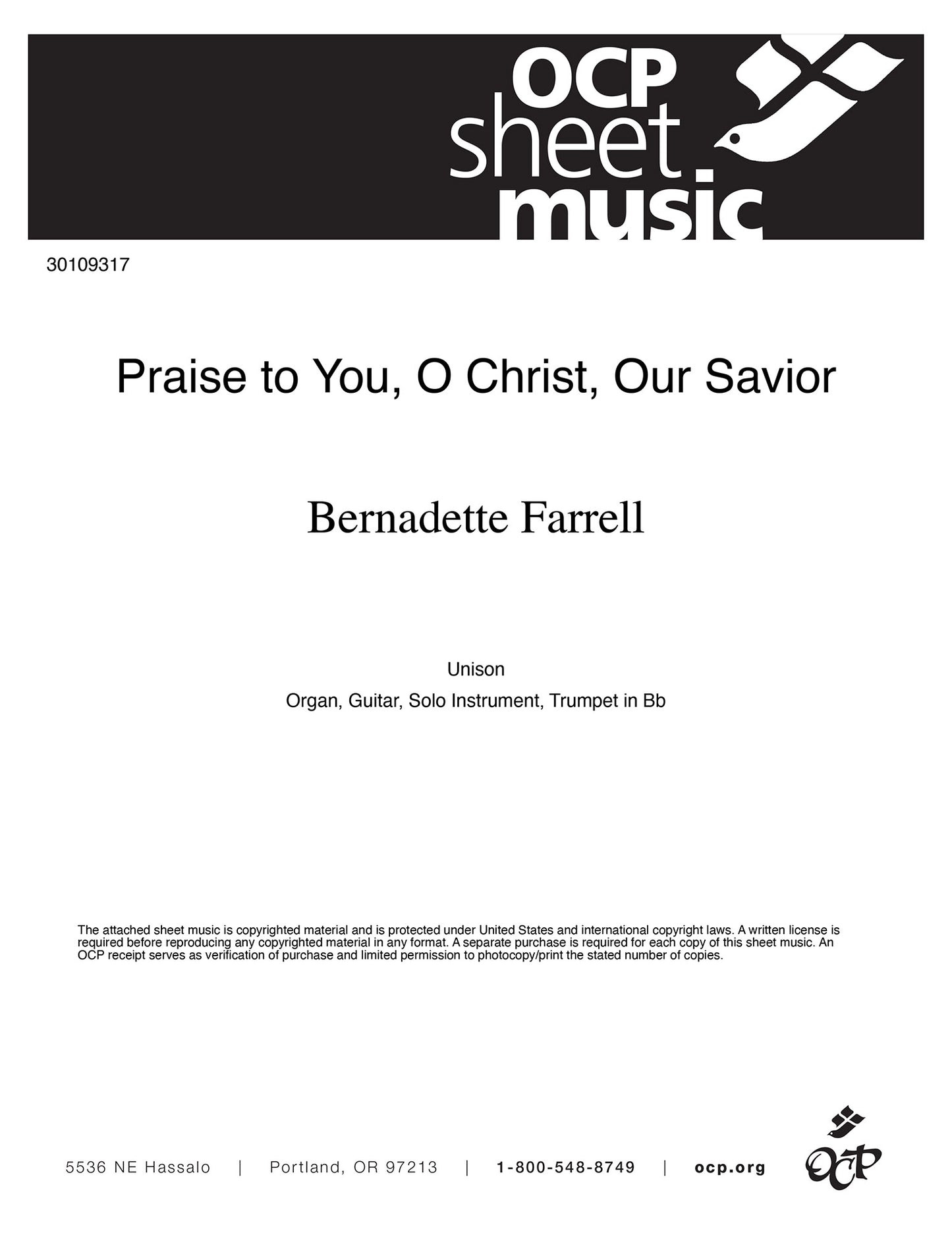 Praise to You, O Christ, Our Savior