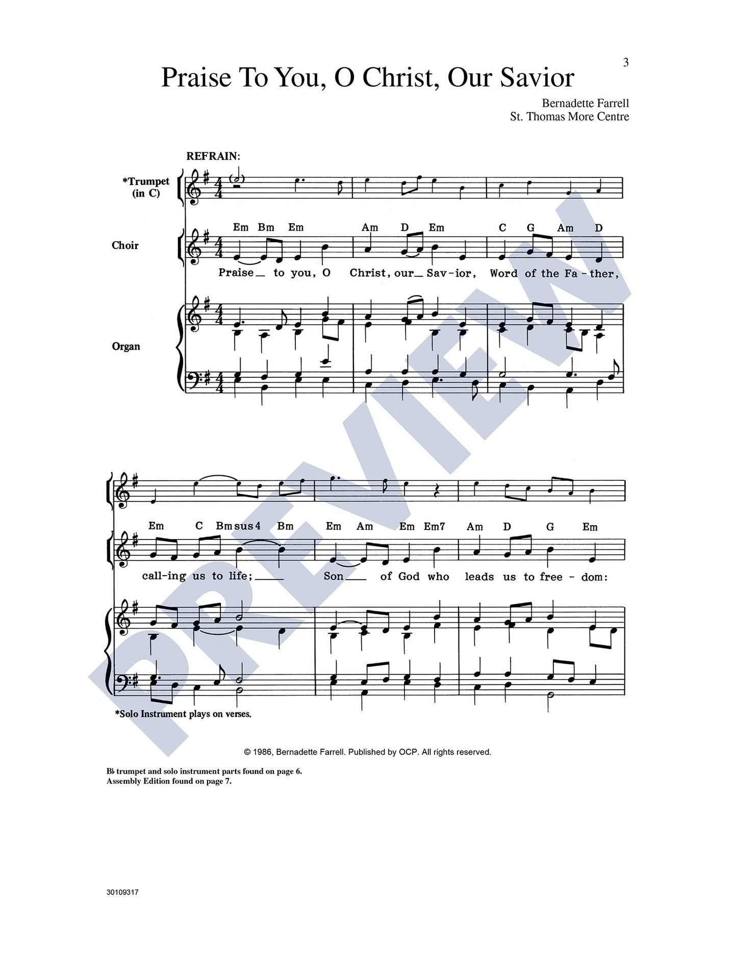 Praise to You, O Christ, Our Savior