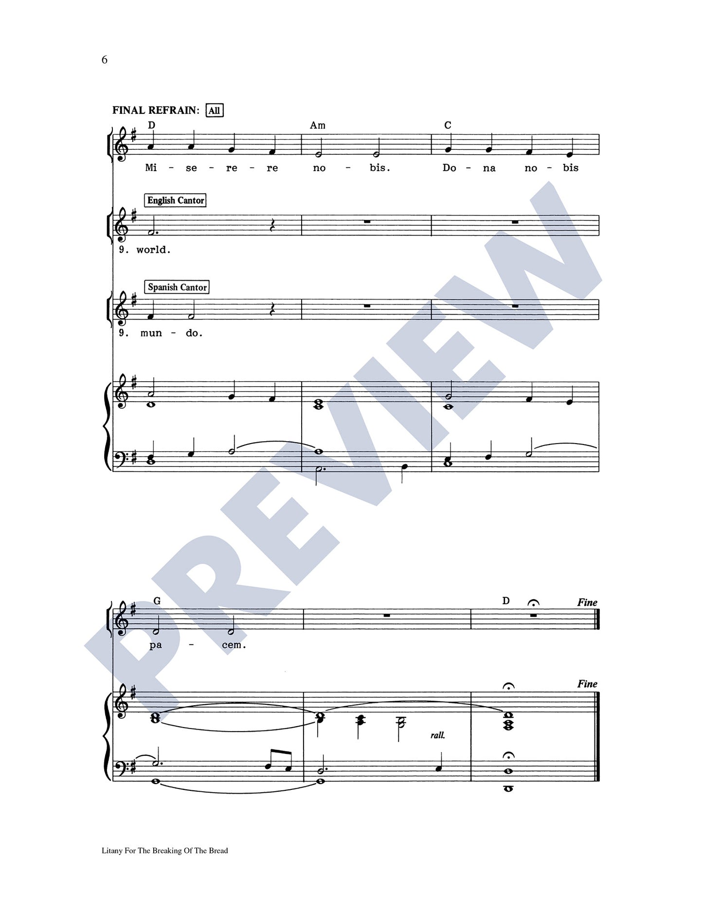 Litany for the Breaking of the Bread