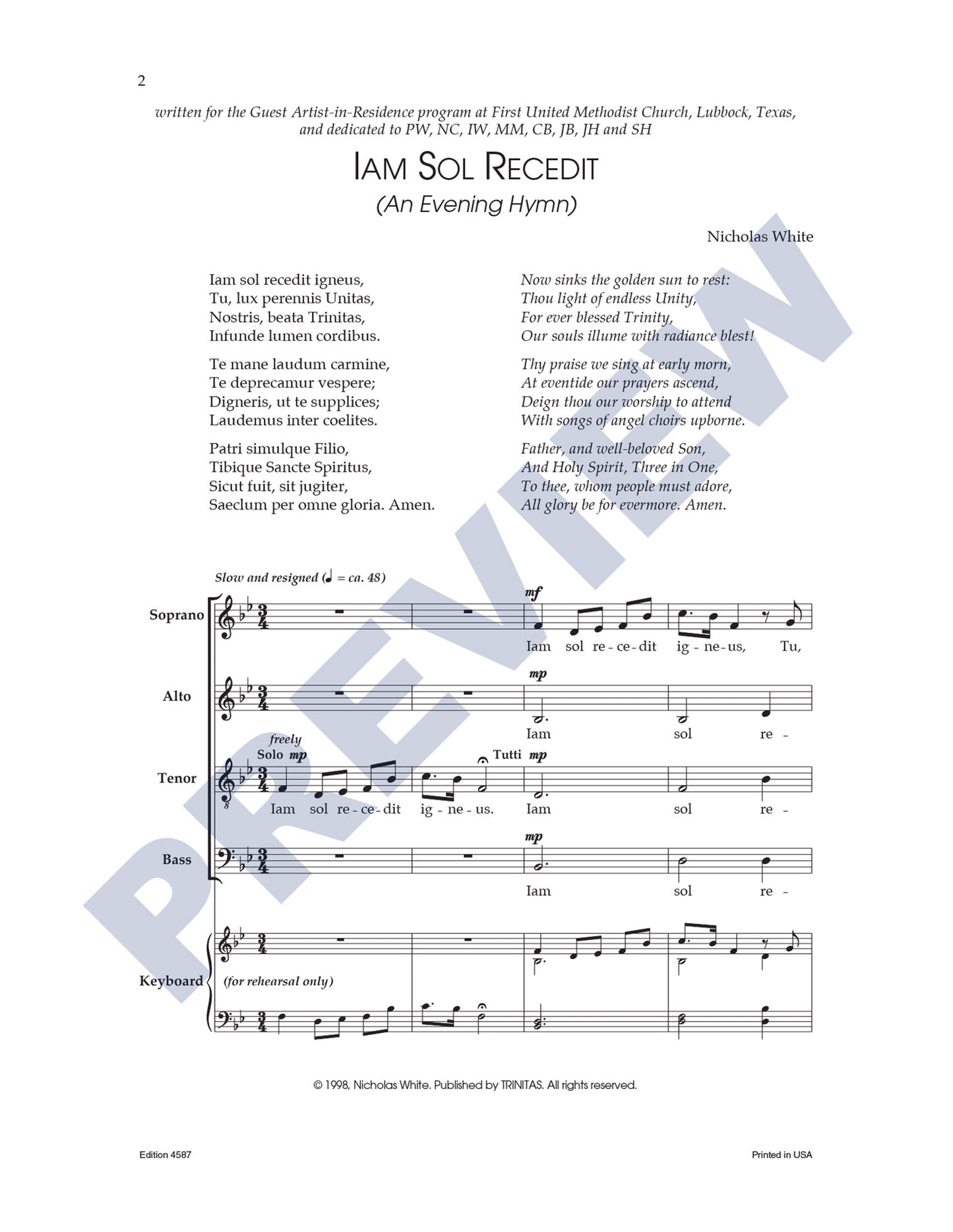 Iam Sol Recedit (An Evening Hymn)