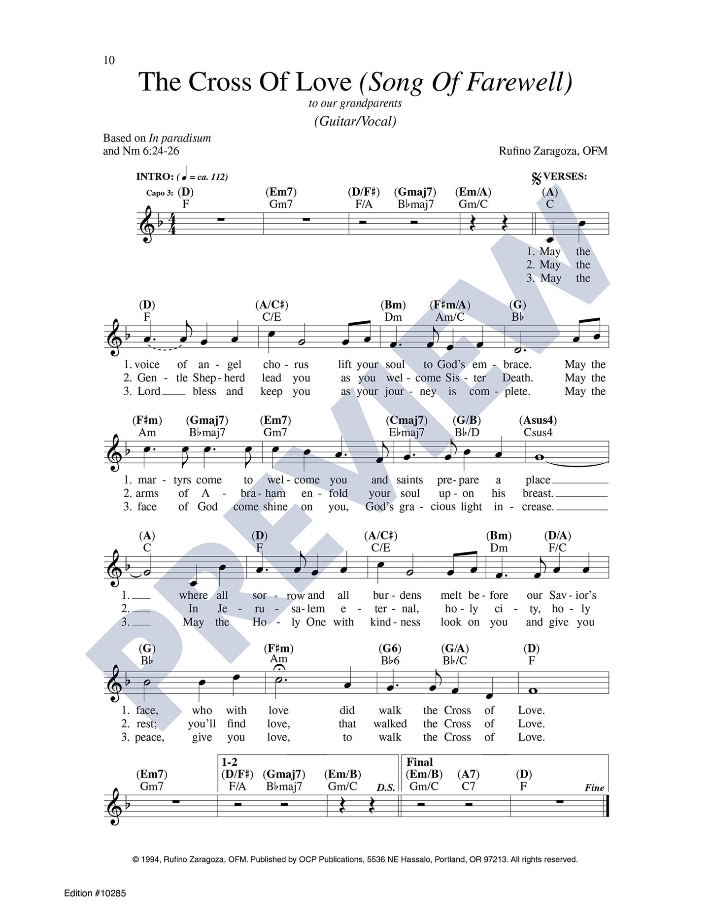 The Cross of Love: Blessing Prayer/Song of Farewell