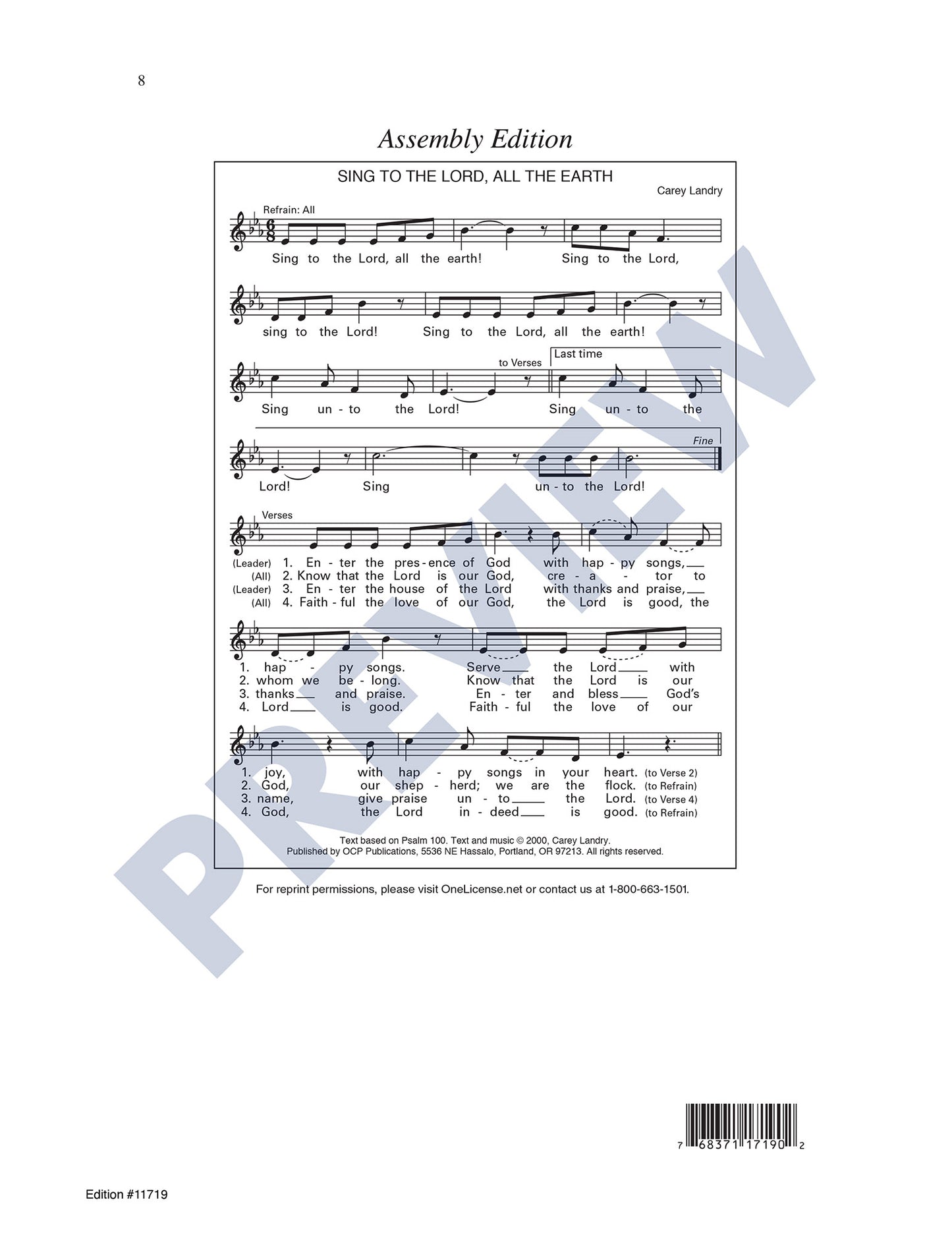 Sing to the Lord, All the Earth
