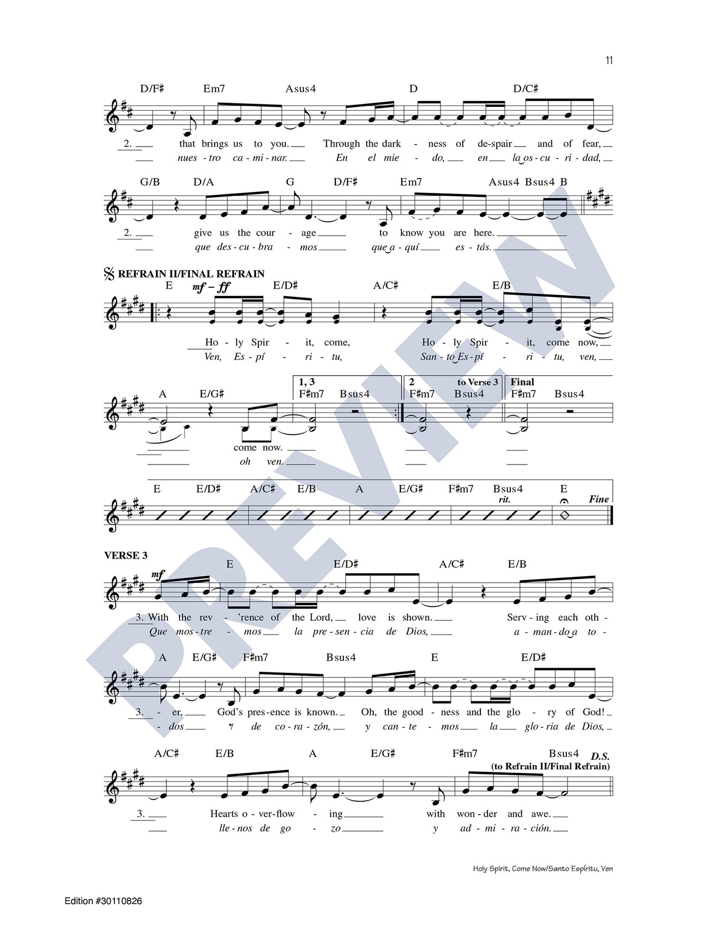 Holy Spirit, Come Now/Santo Espíritu, Ven