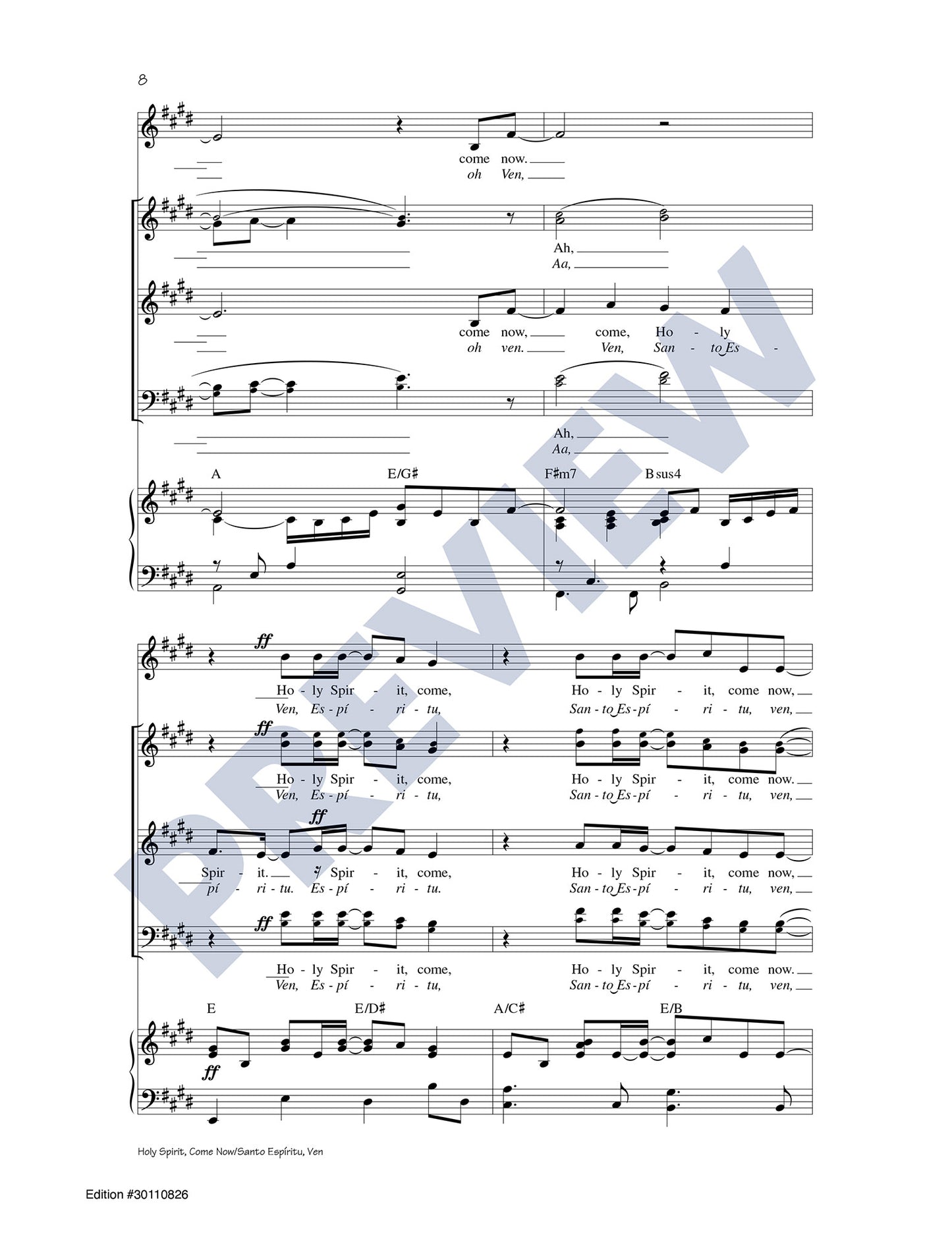 Holy Spirit, Come Now/Santo Espíritu, Ven