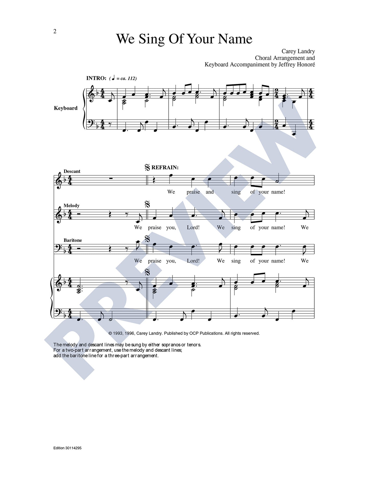 We Sing of Your Name