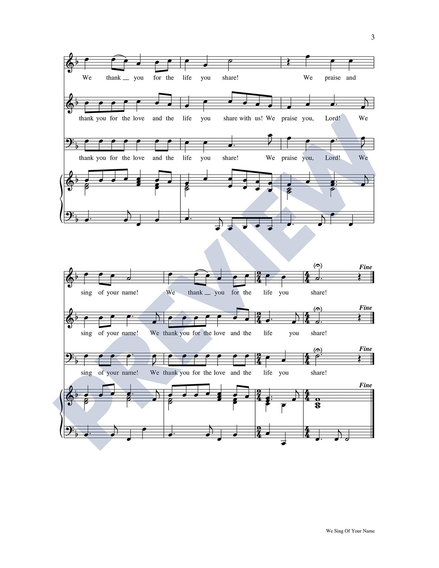 We Sing of Your Name