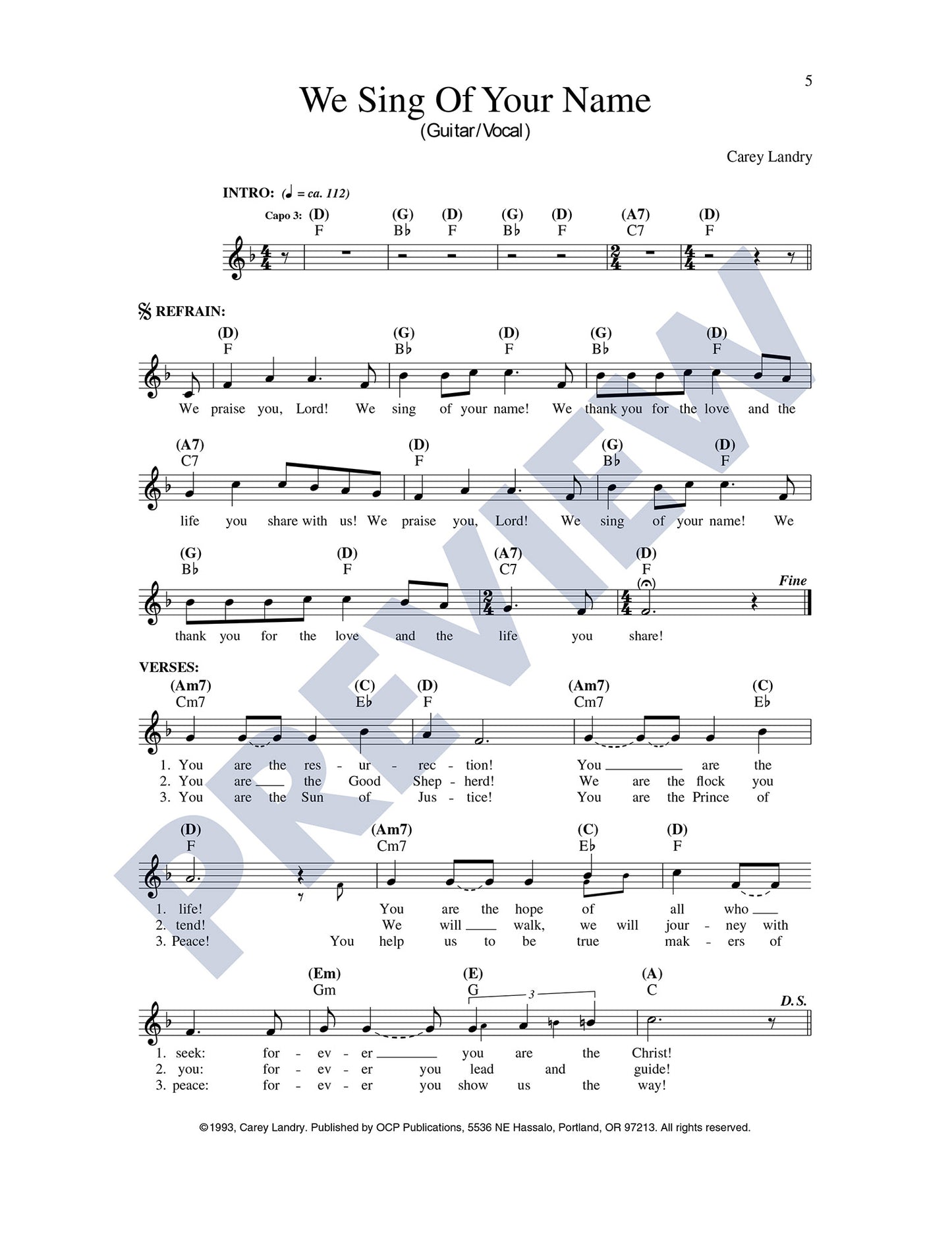 We Sing of Your Name