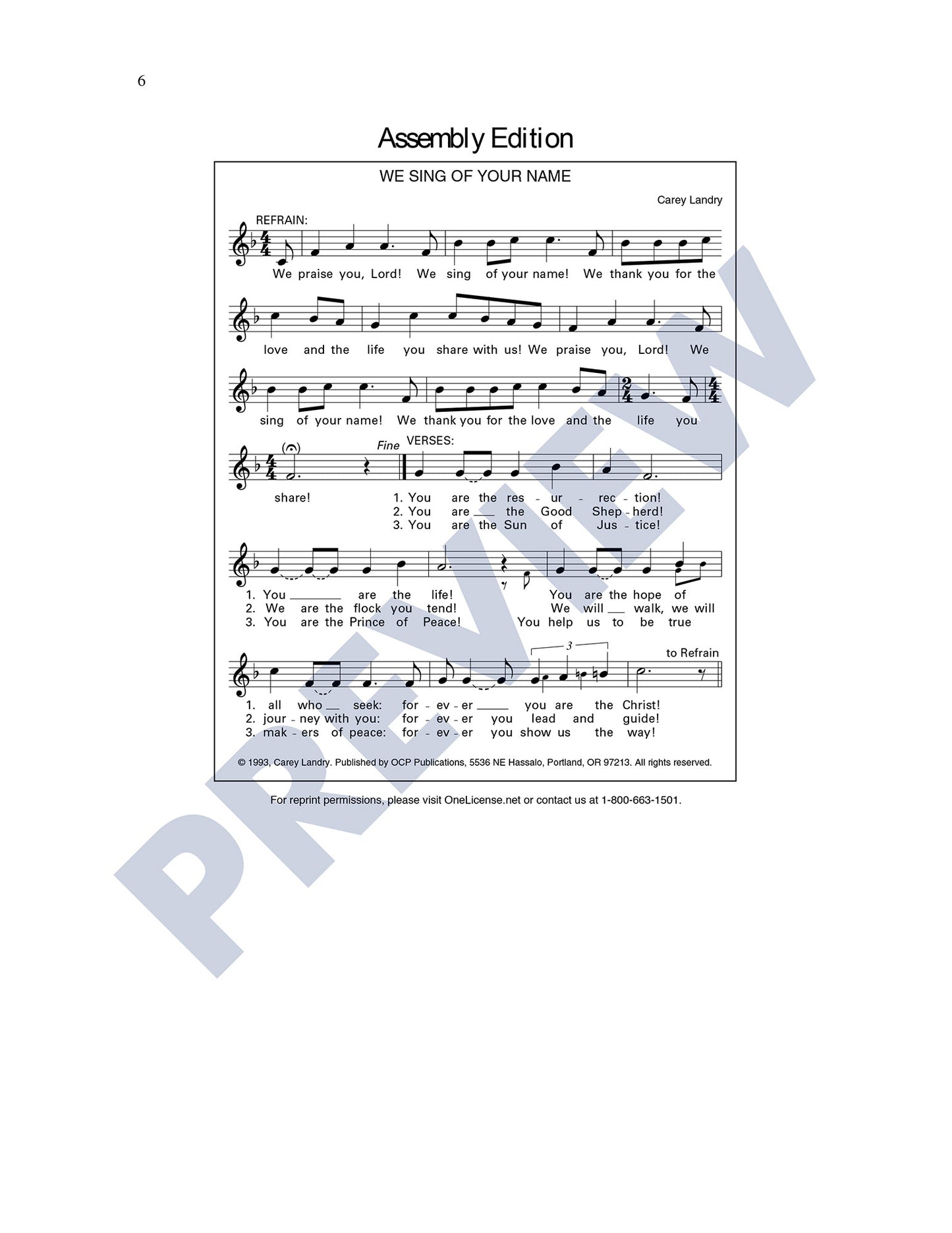 We Sing of Your Name