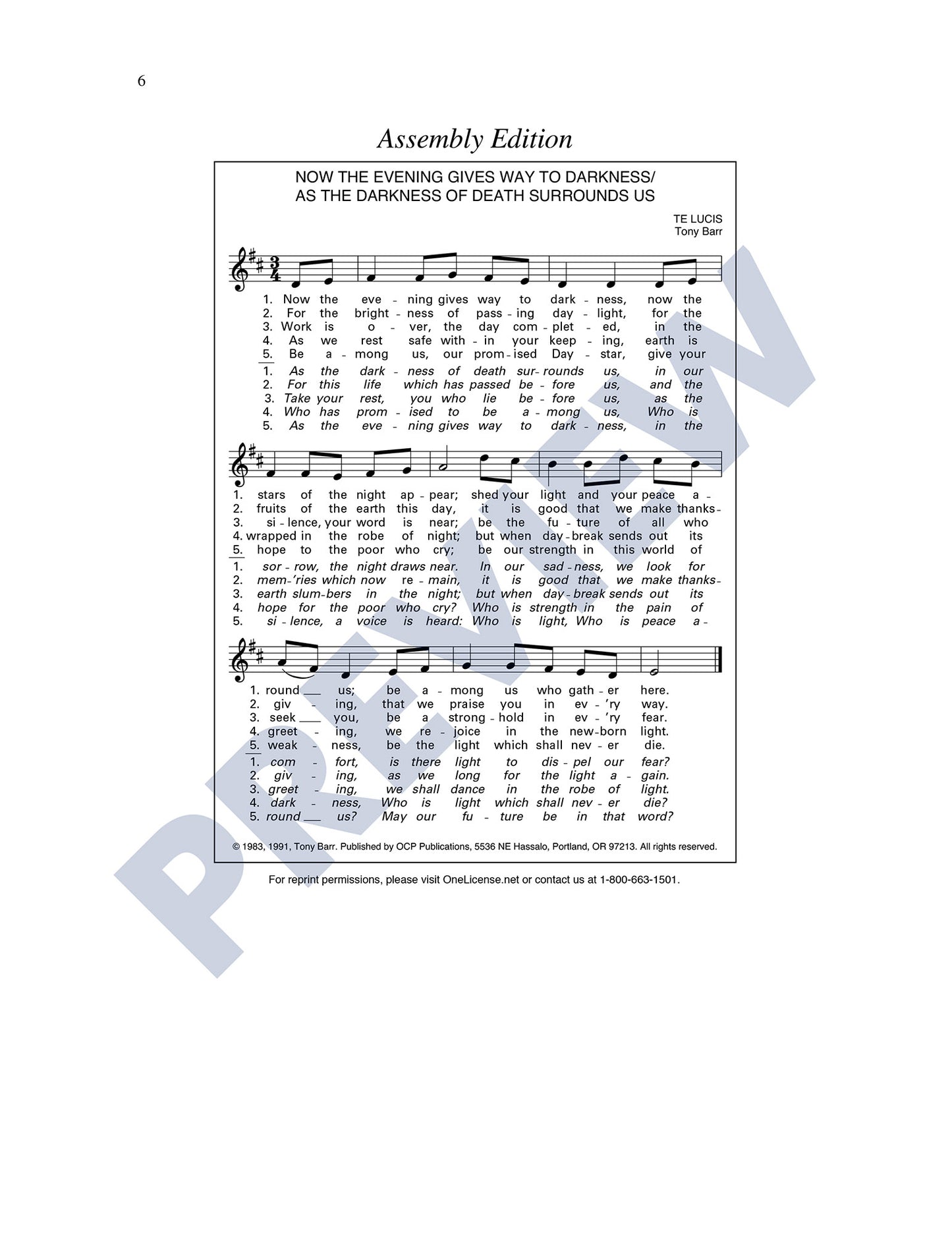 Now the Evening Gives Way to Darkness/As the Darkness of Death Surrounds Us