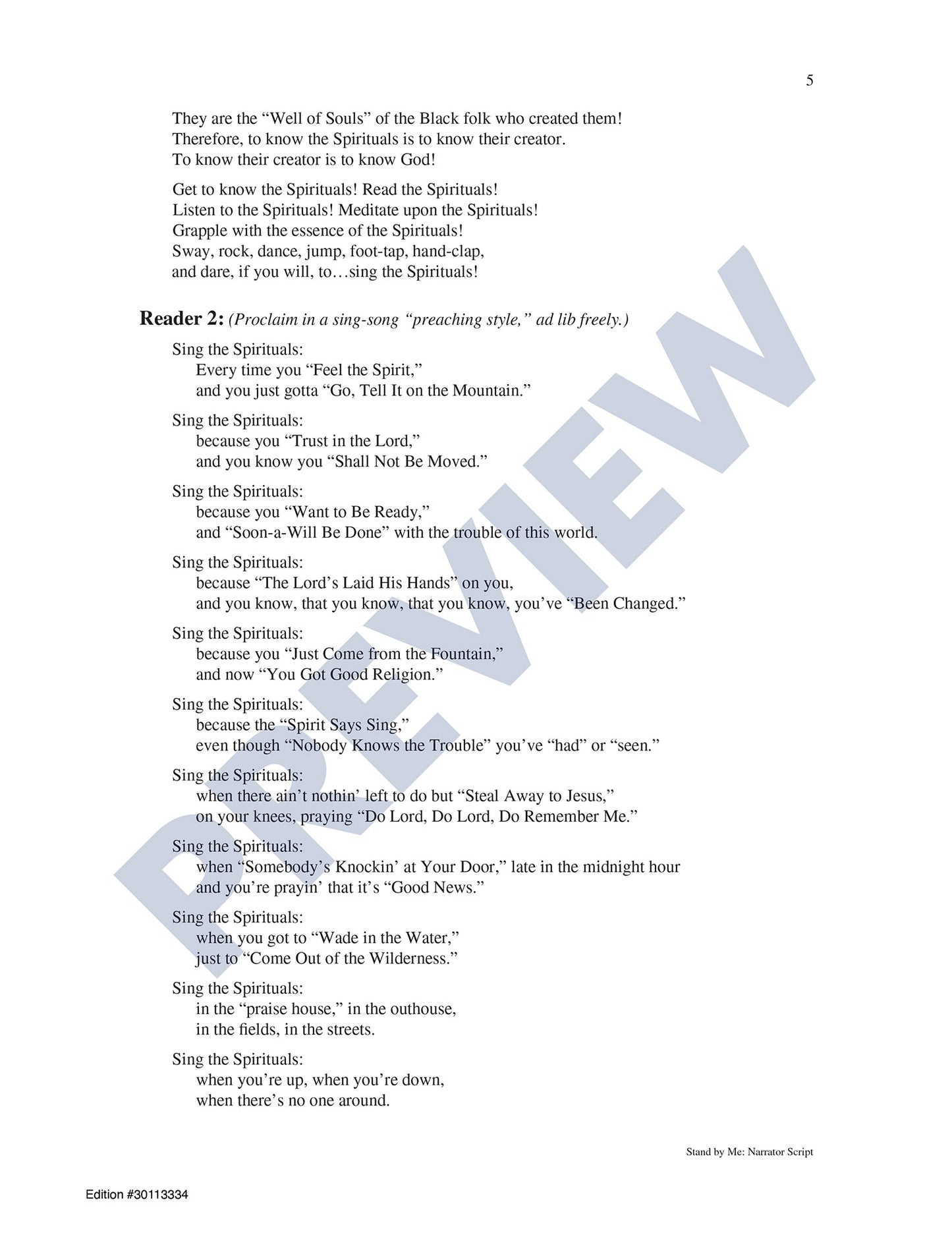 Stand by Me: Narrator Script