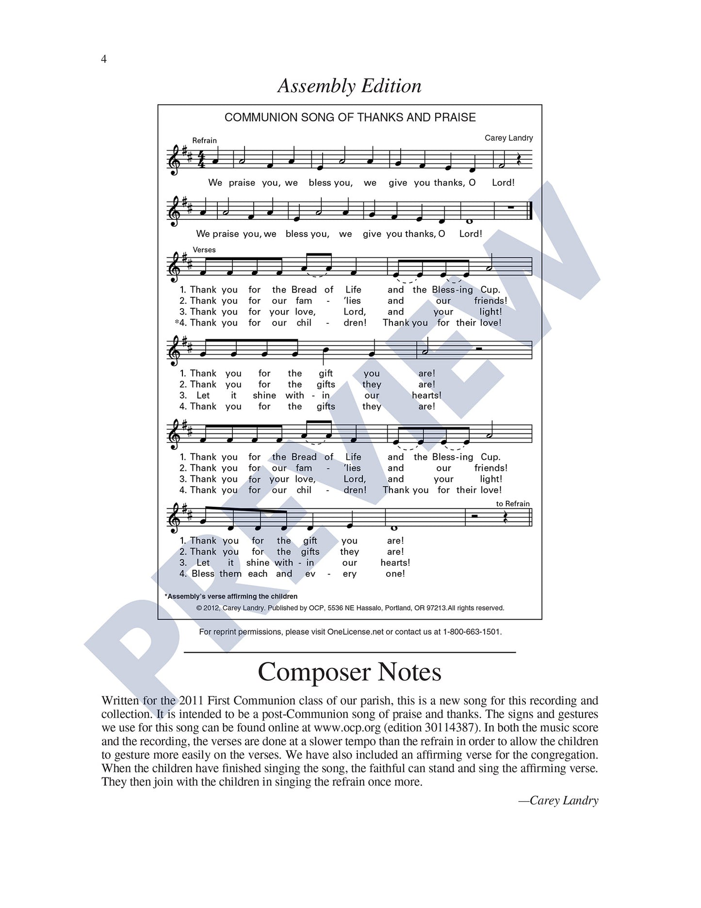 Communion Song of Thanks and Praise