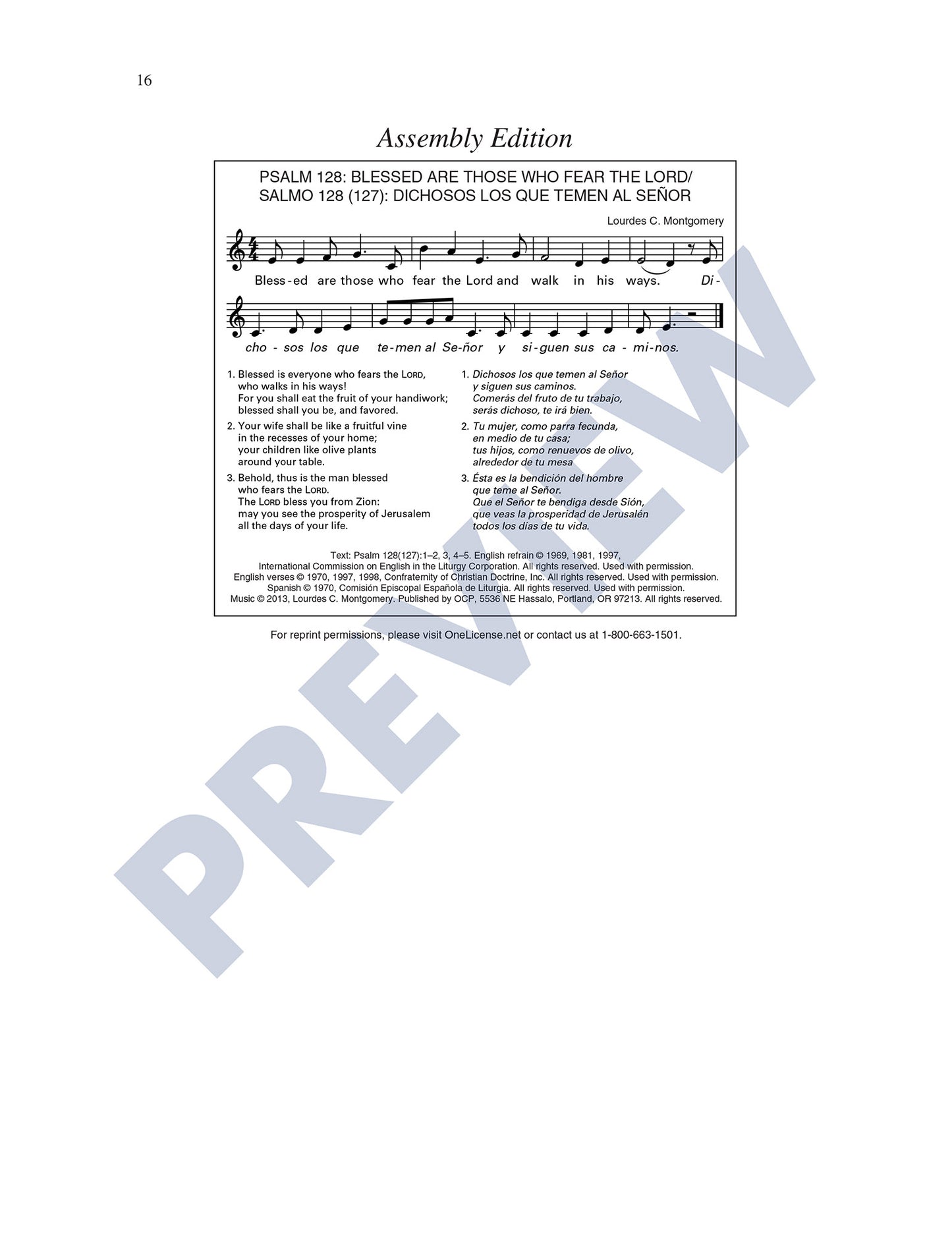 Psalm 128: Blessed Are Those Who Fear the Lord/Salmo 128 (127): Dichosos Los Que Temen al Señor