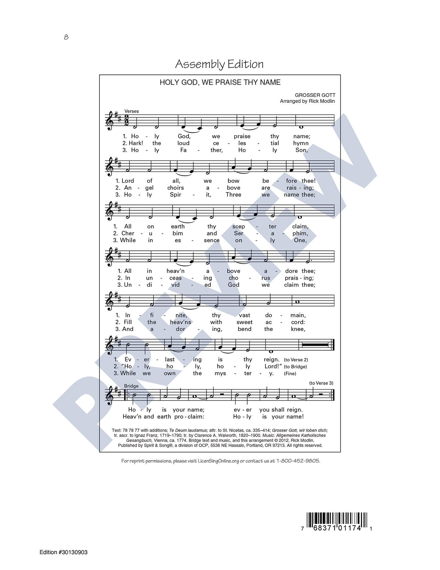 Holy God, We Praise Thy Name