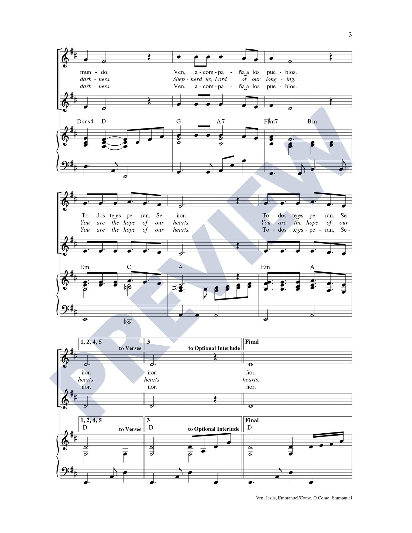 Ven, Jesús, Emmanuel/Come, O Come, Emmanuel