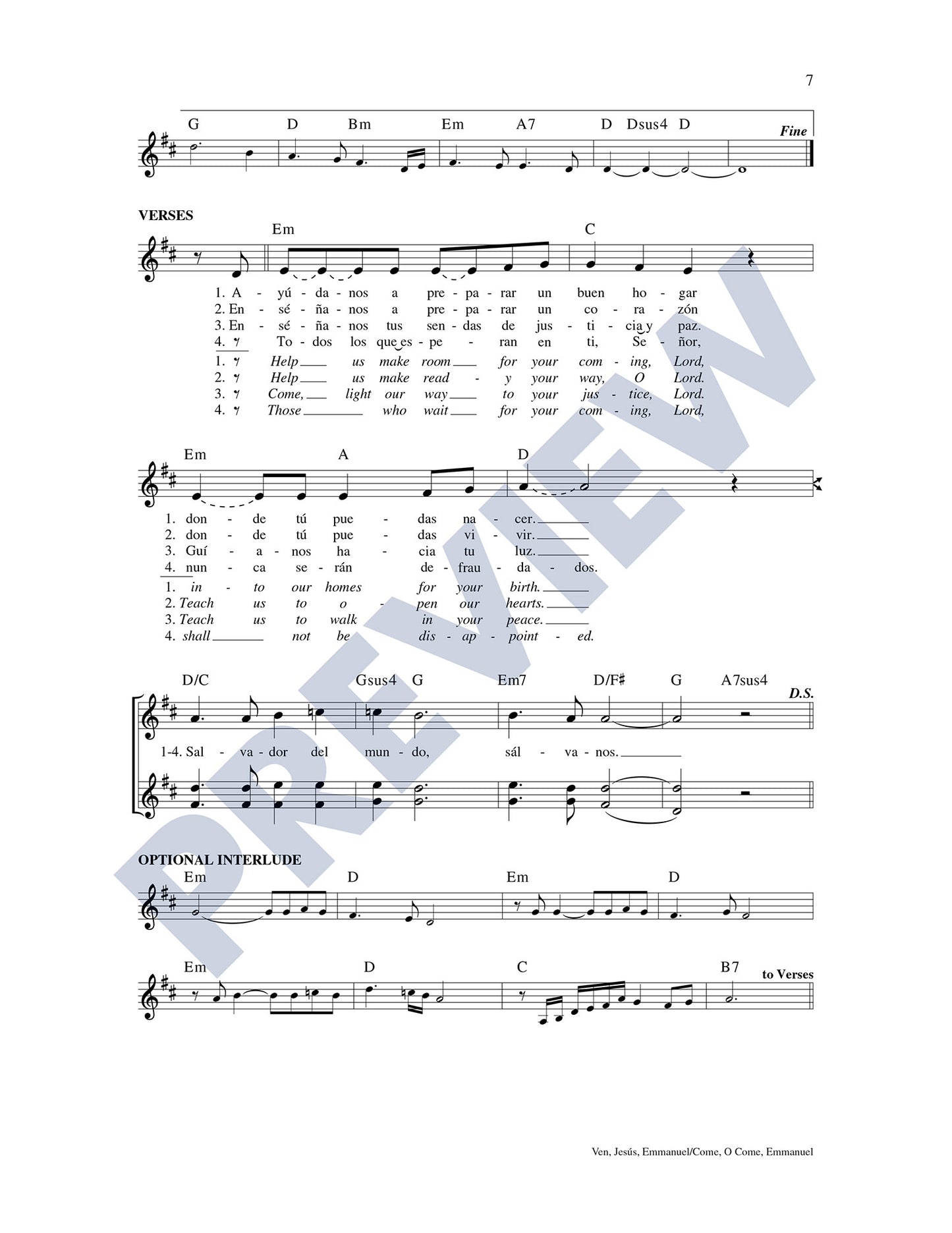 Ven, Jesús, Emmanuel/Come, O Come, Emmanuel