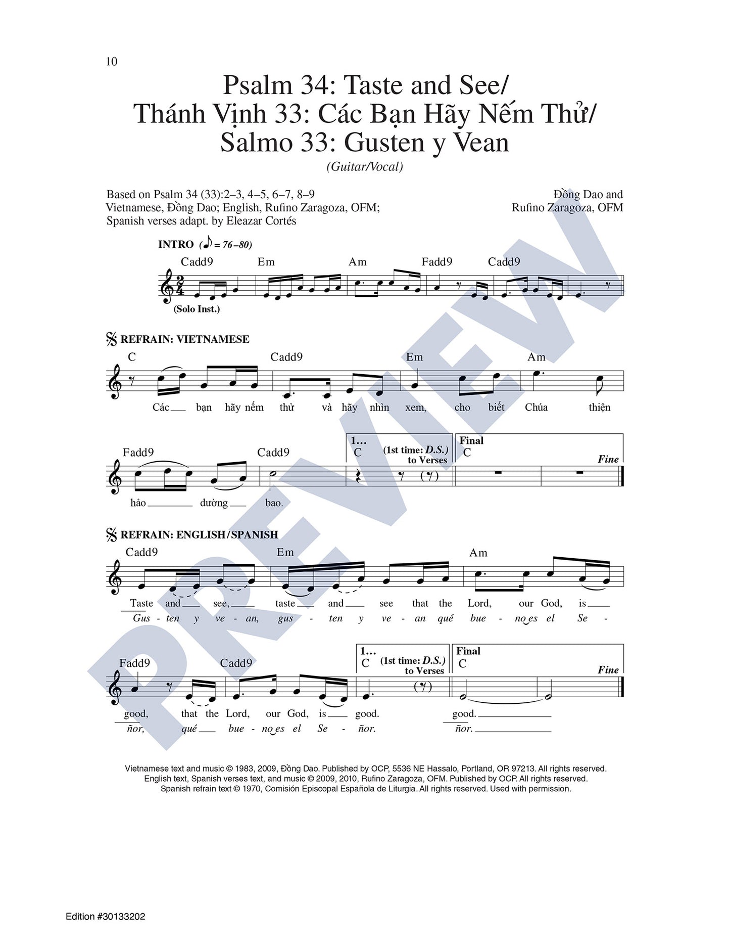 Psalm 34: Taste and See/Thánh Vinh 33: Các Ban Hãy Nem Thu/Salmo 33: Gusten y Vean