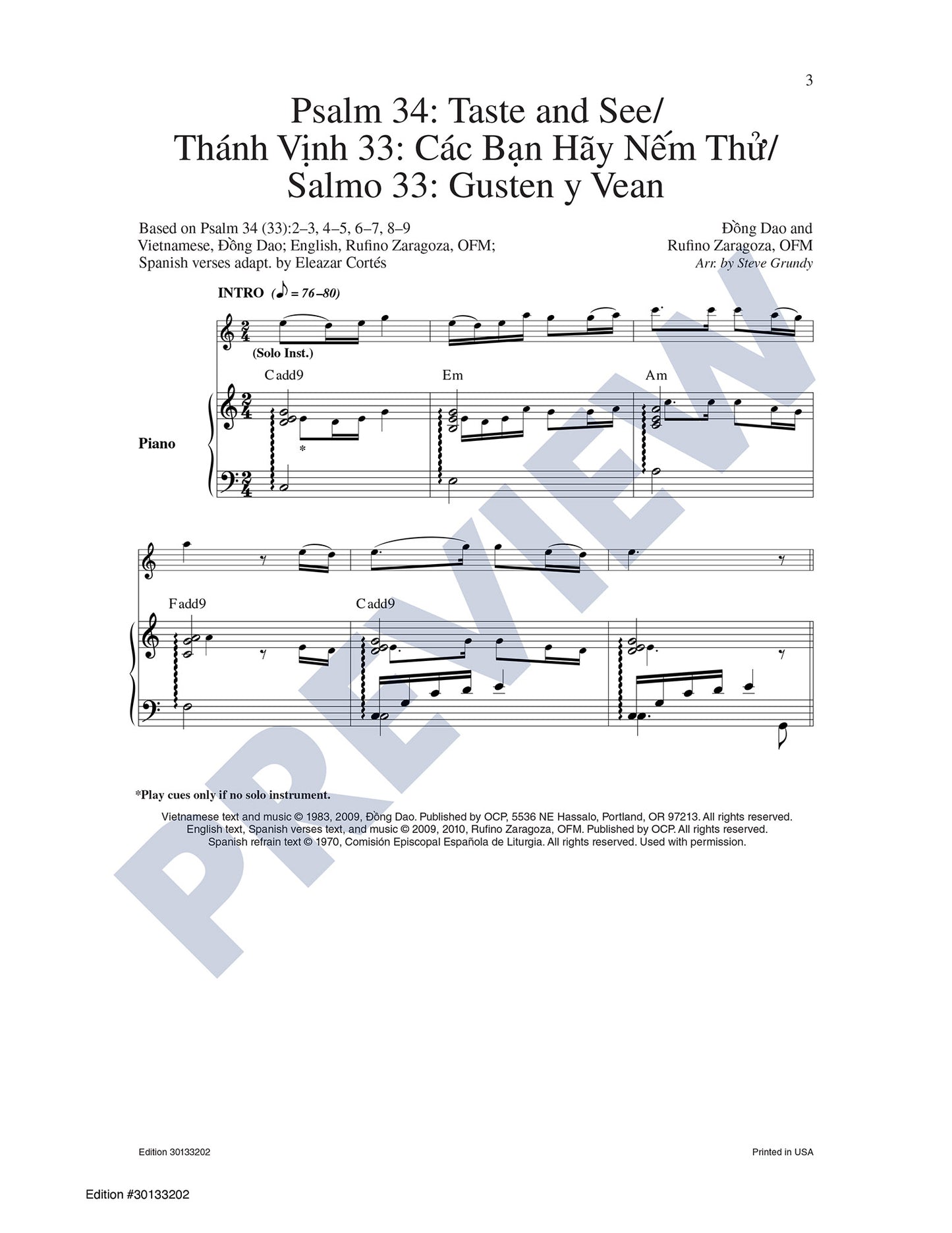 Psalm 34: Taste and See/Thánh Vinh 33: Các Ban Hãy Nem Thu/Salmo 33: Gusten y Vean