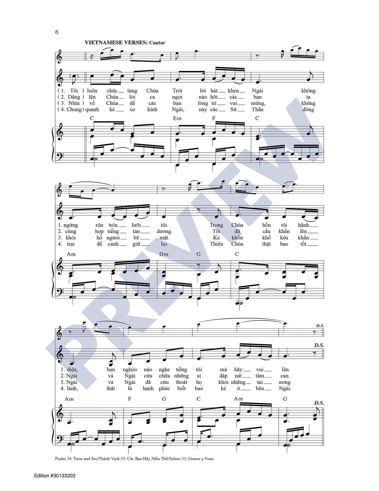 Psalm 34: Taste and See/Thánh Vinh 33: Các Ban Hãy Nem Thu/Salmo 33: Gusten y Vean