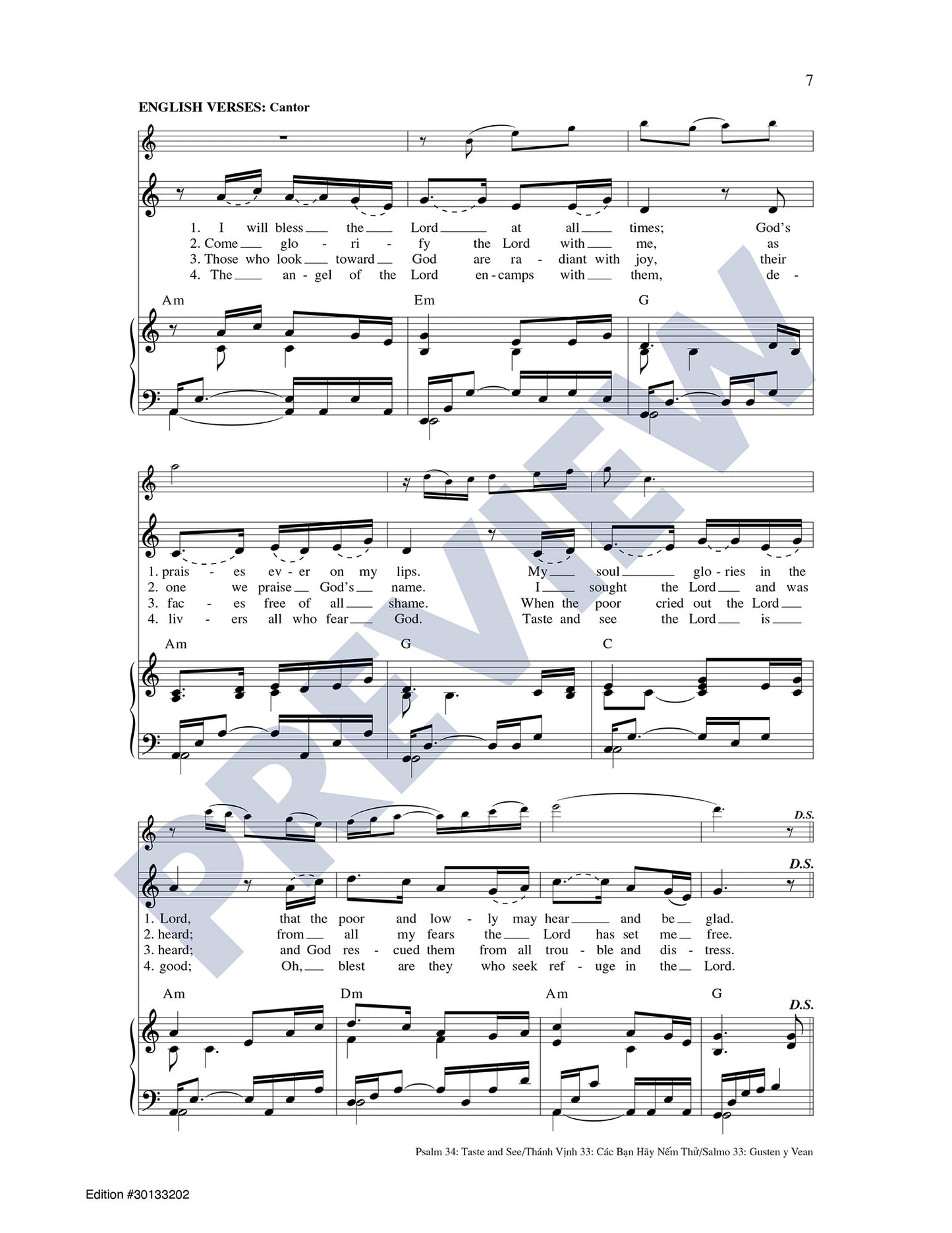 Psalm 34: Taste and See/Thánh Vinh 33: Các Ban Hãy Nem Thu/Salmo 33: Gusten y Vean