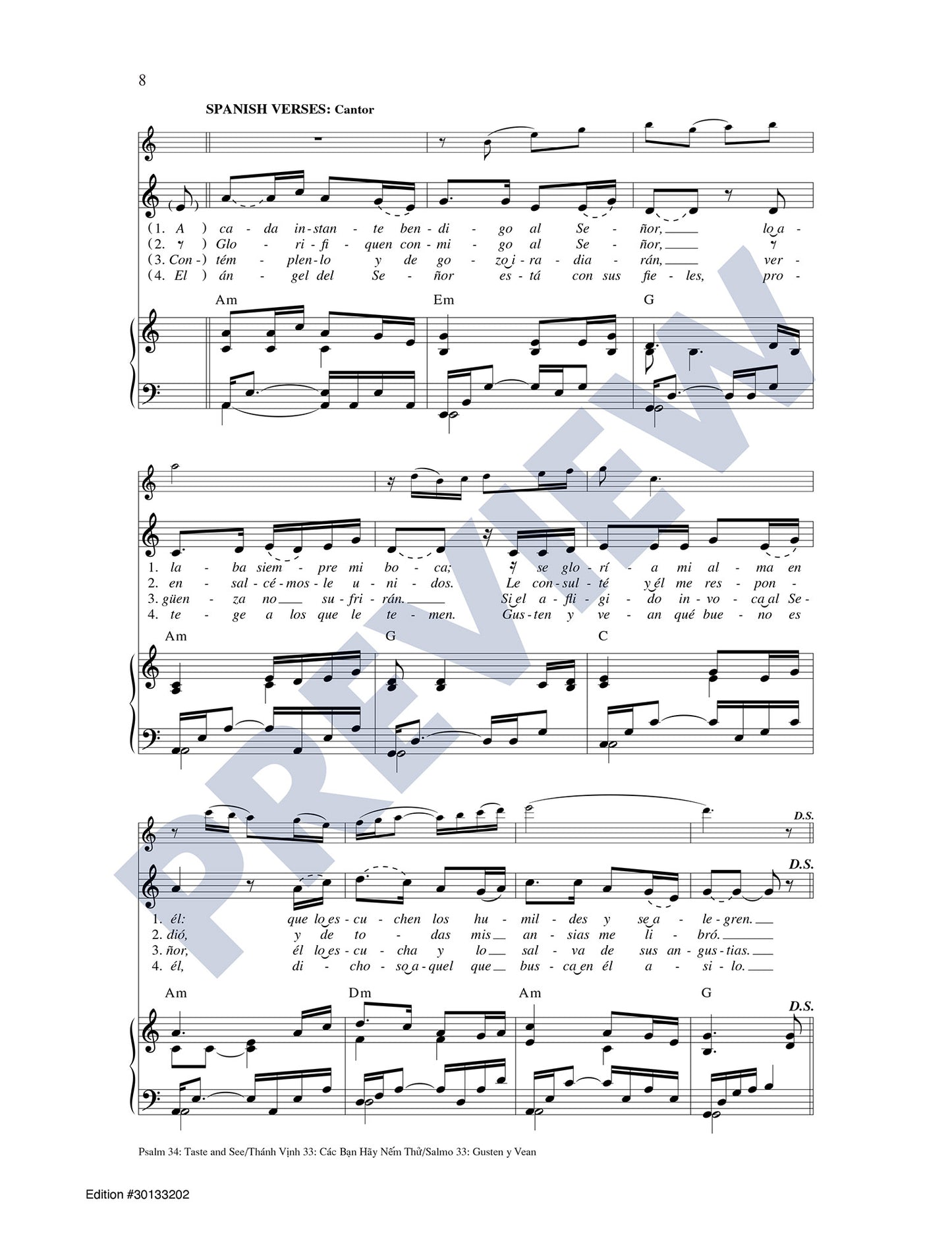 Psalm 34: Taste and See/Thánh Vinh 33: Các Ban Hãy Nem Thu/Salmo 33: Gusten y Vean