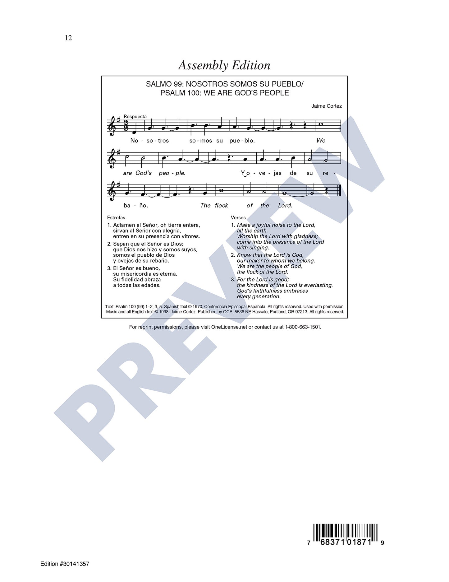 Salmo 99: Nosotros Somos Su Pueblo/Psalm 100: We Are God's People