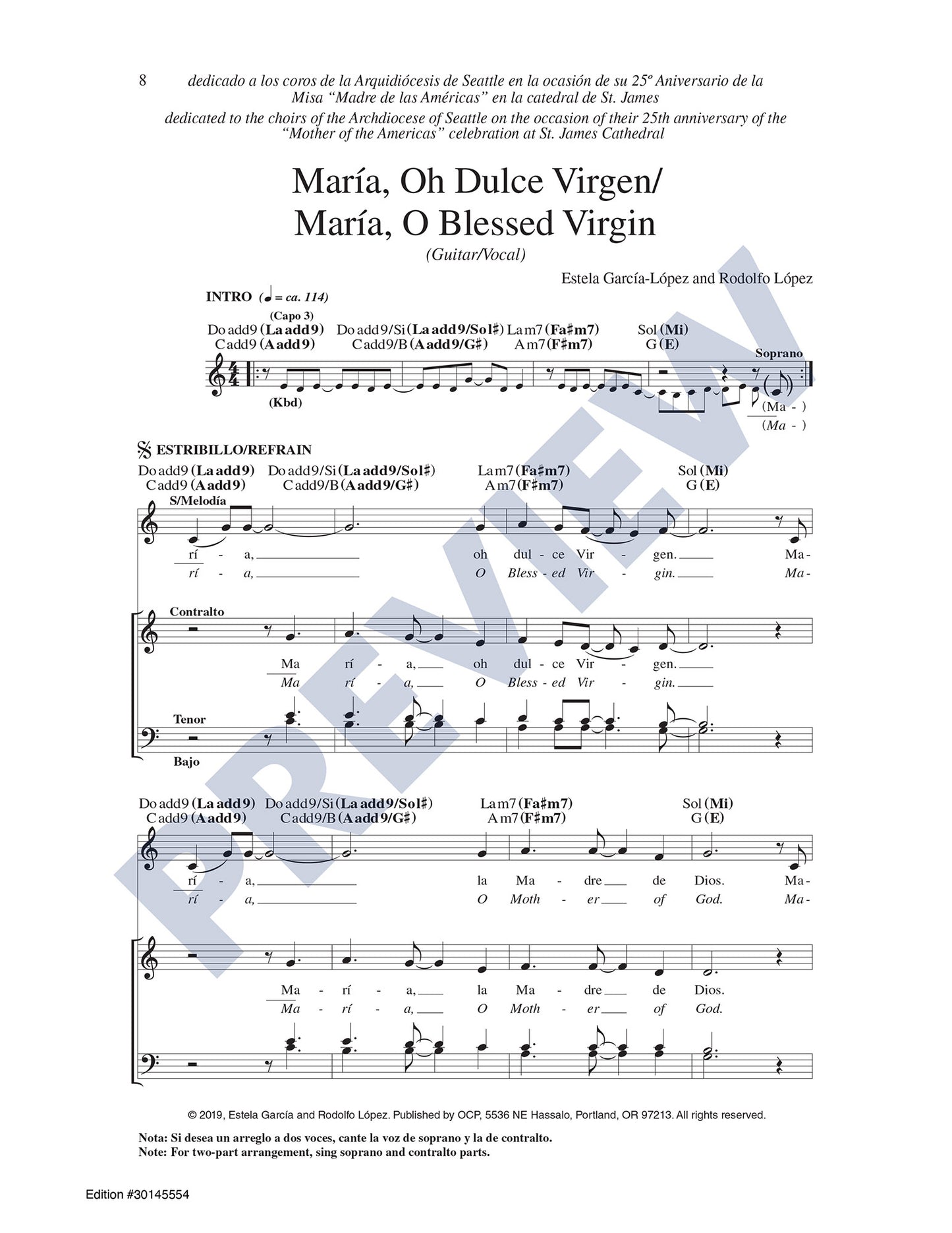 María, Oh Dulce Virgen/María, O Blessed Virgin