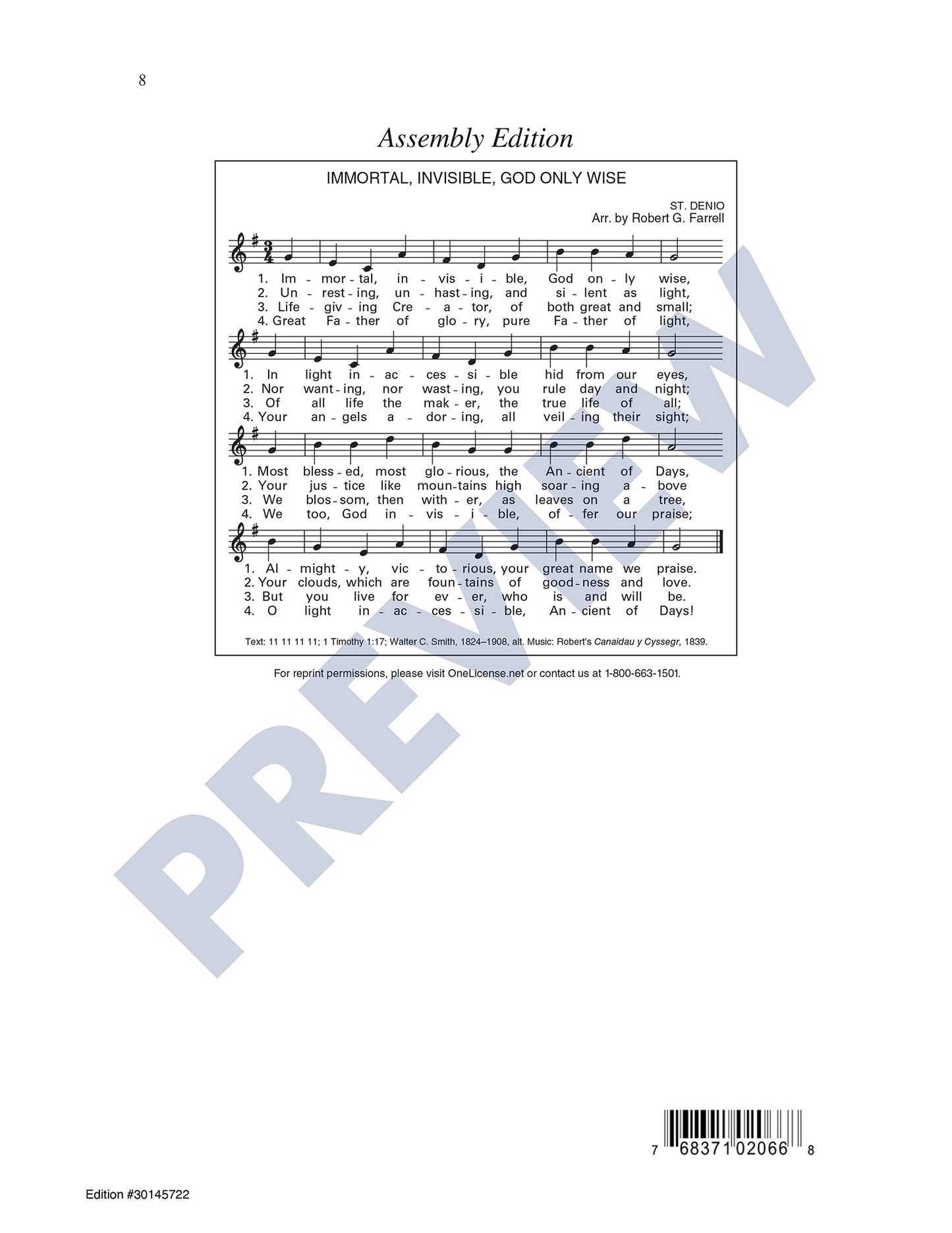 Immortal, Invisible, God Only Wise