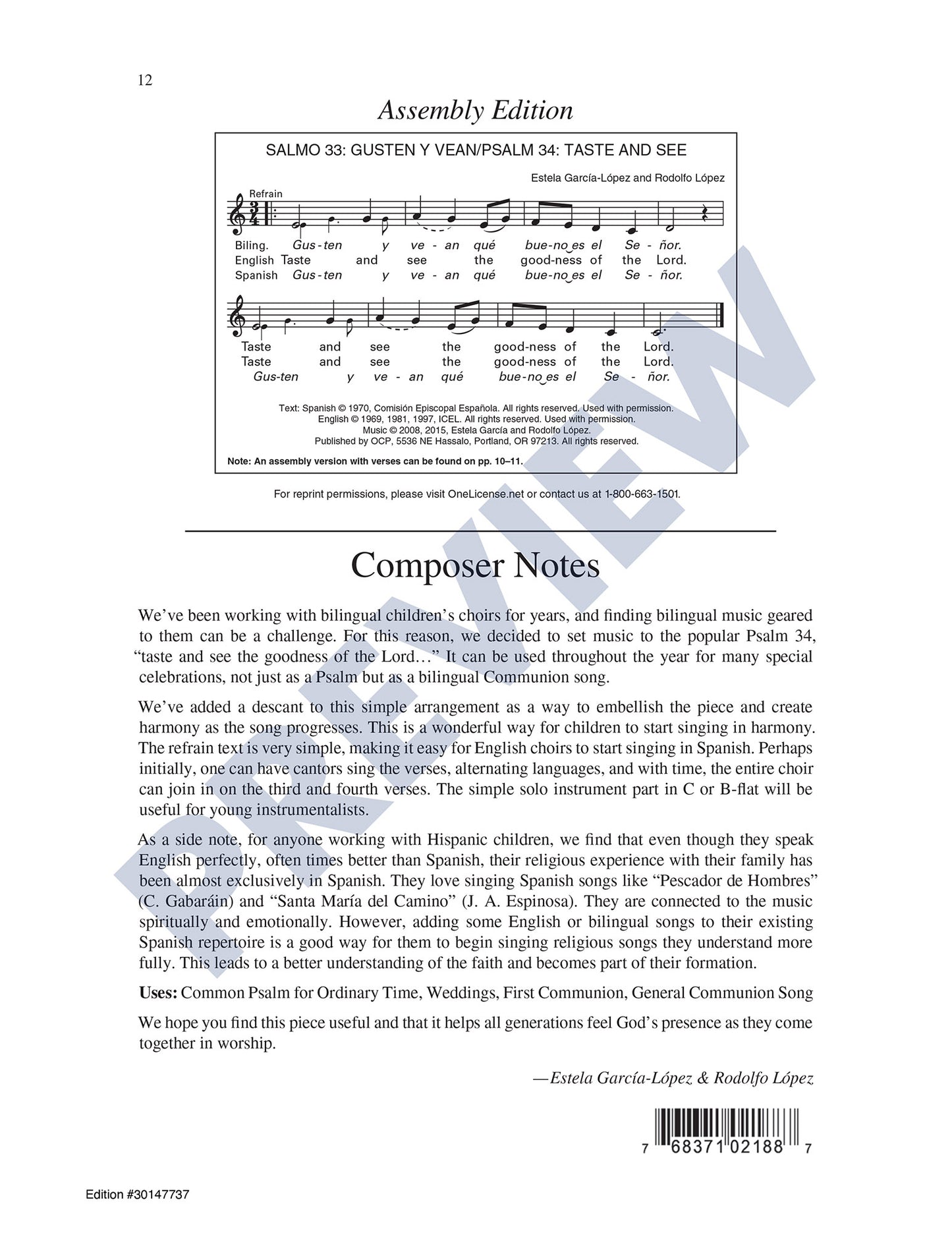 Salmo 33: Gusten y Vean/Psalm 34: Taste and See