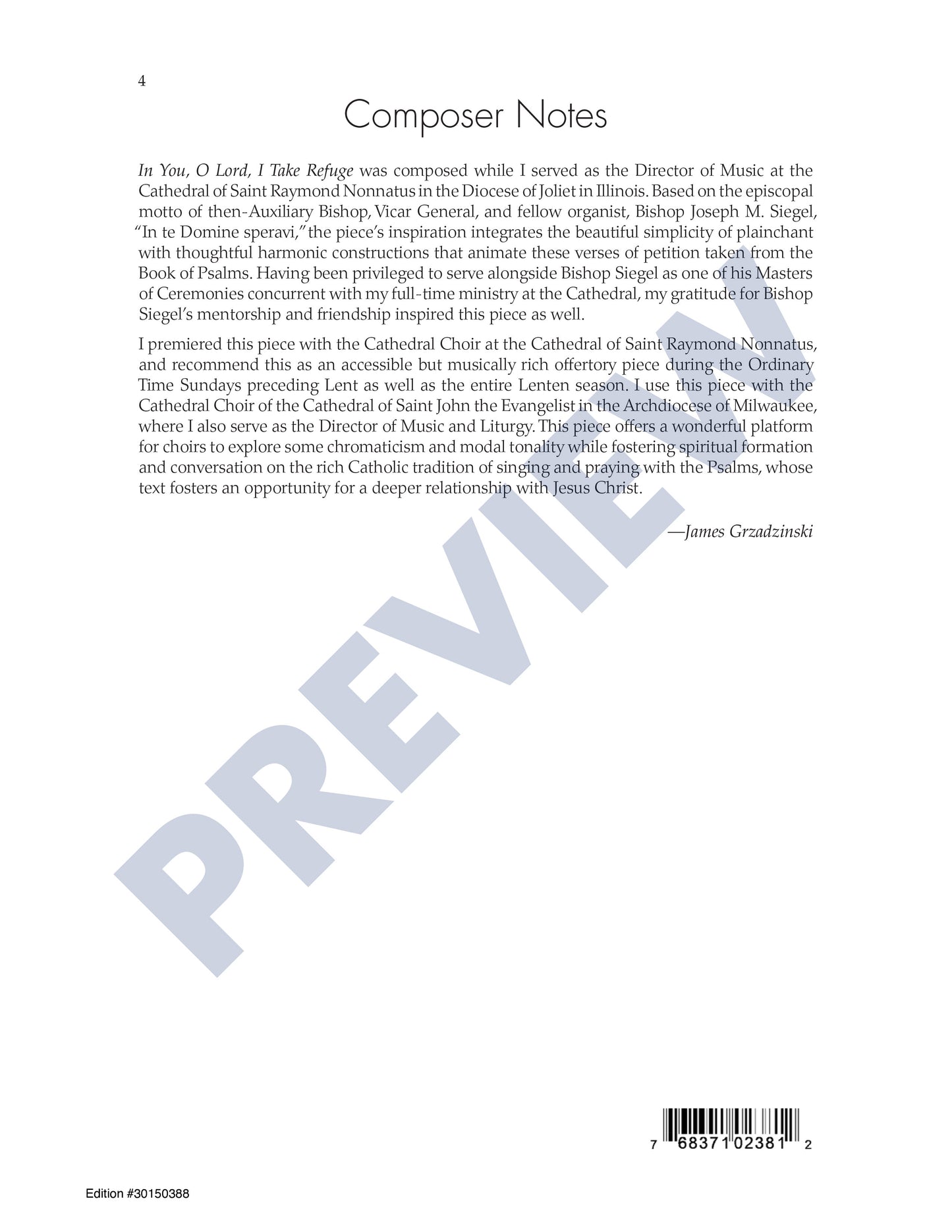 In You, O Lord, I Take Refuge