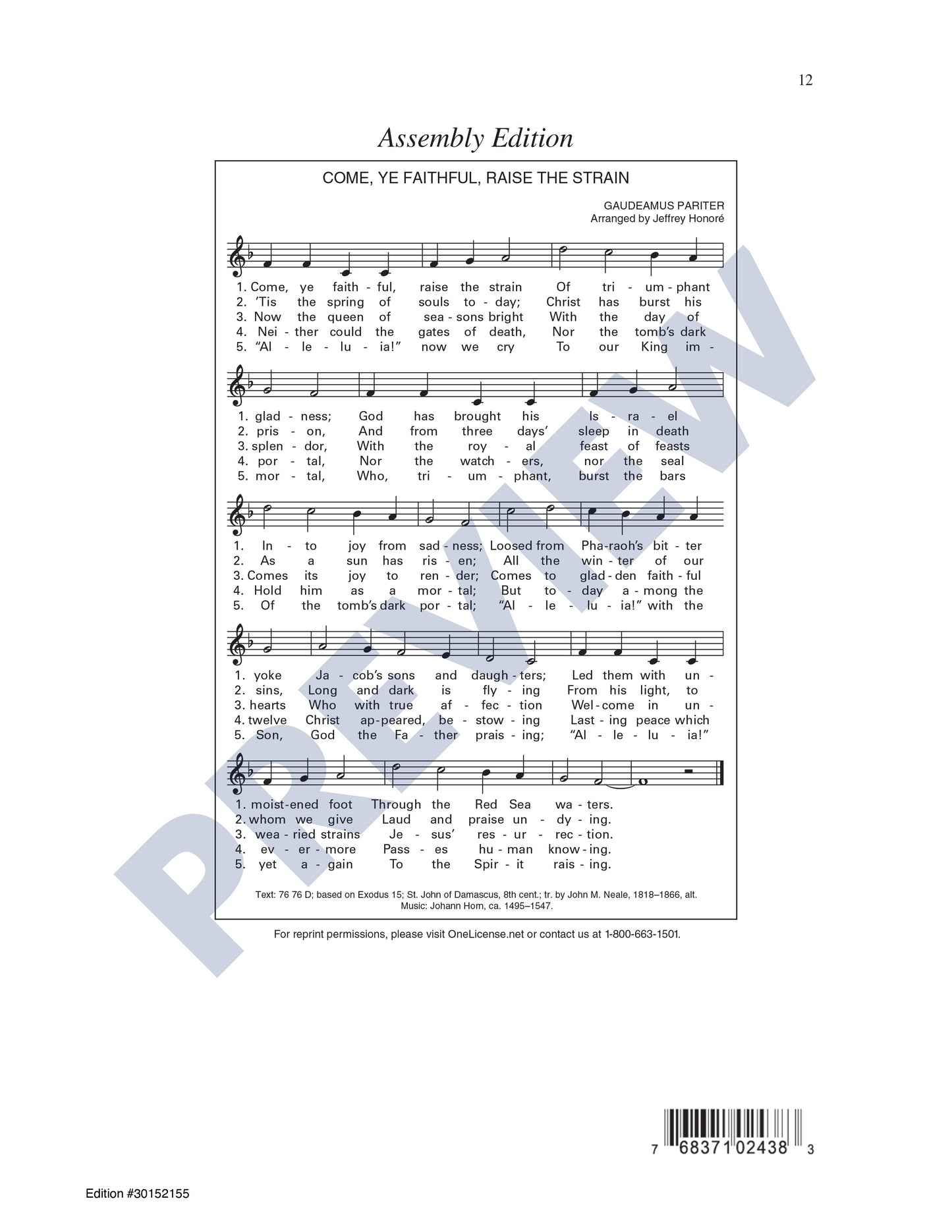 Come, Ye Faithful, Raise the Strain